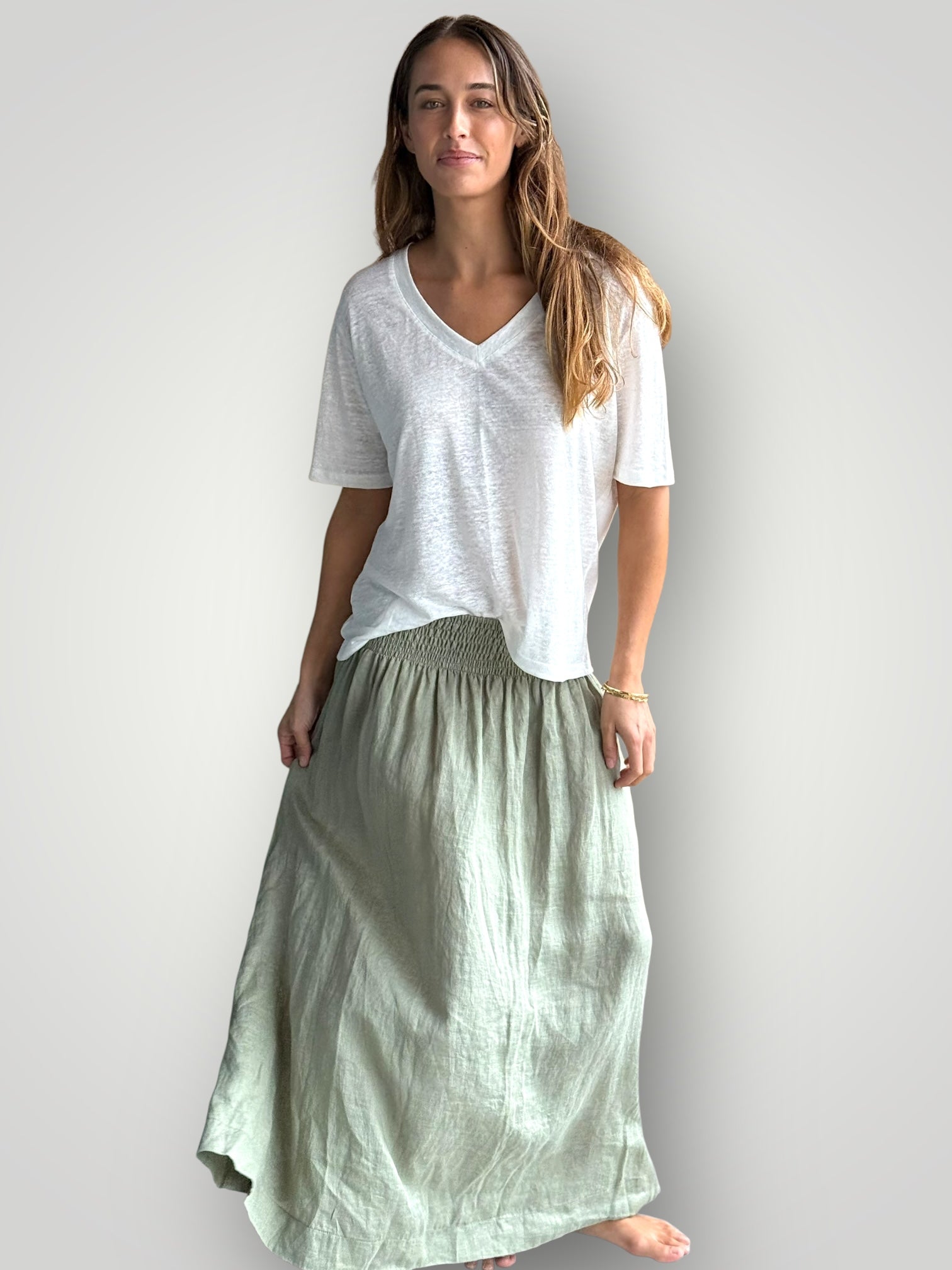 lulu skirt - sage linen Apparel