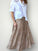 lulu skirt - caramel daisy linen Apparel