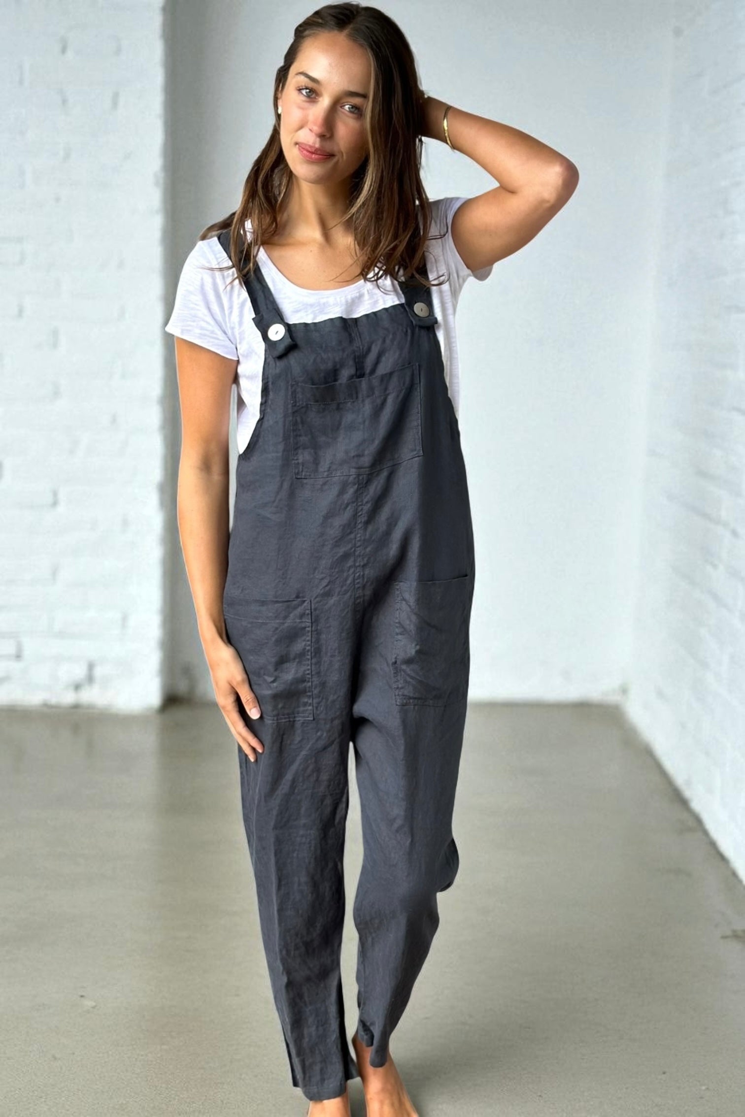 overalls -charcoal linen Apparel