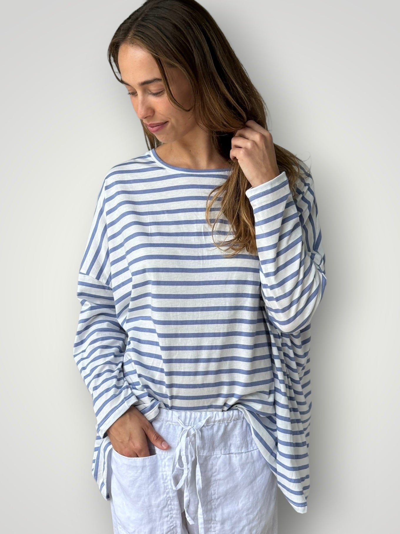 estella top-cornflower stripe cotton Apparel