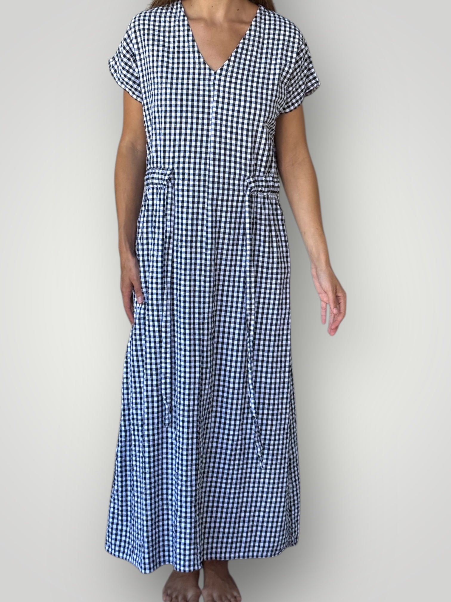 harper dress - black gingham cotton Apparel