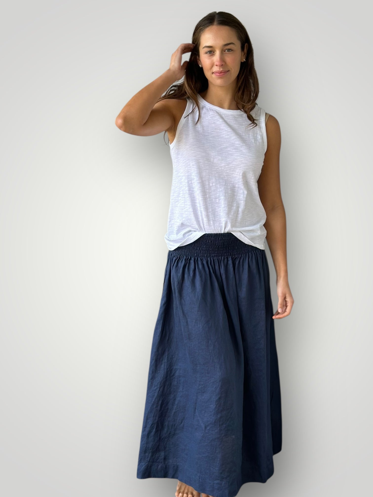 lulu skirt- indigo linen Apparel