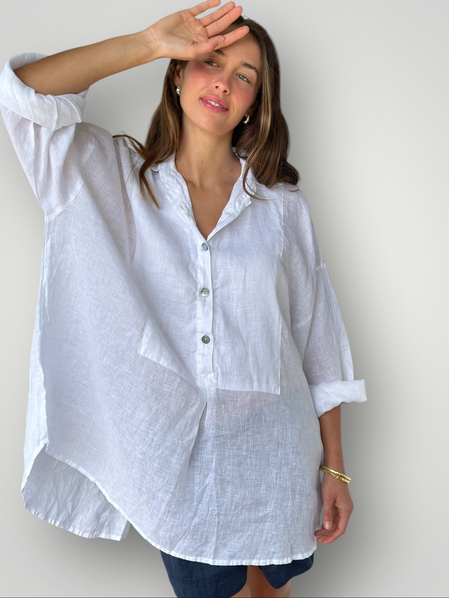 megan shirt-white linen Apparel