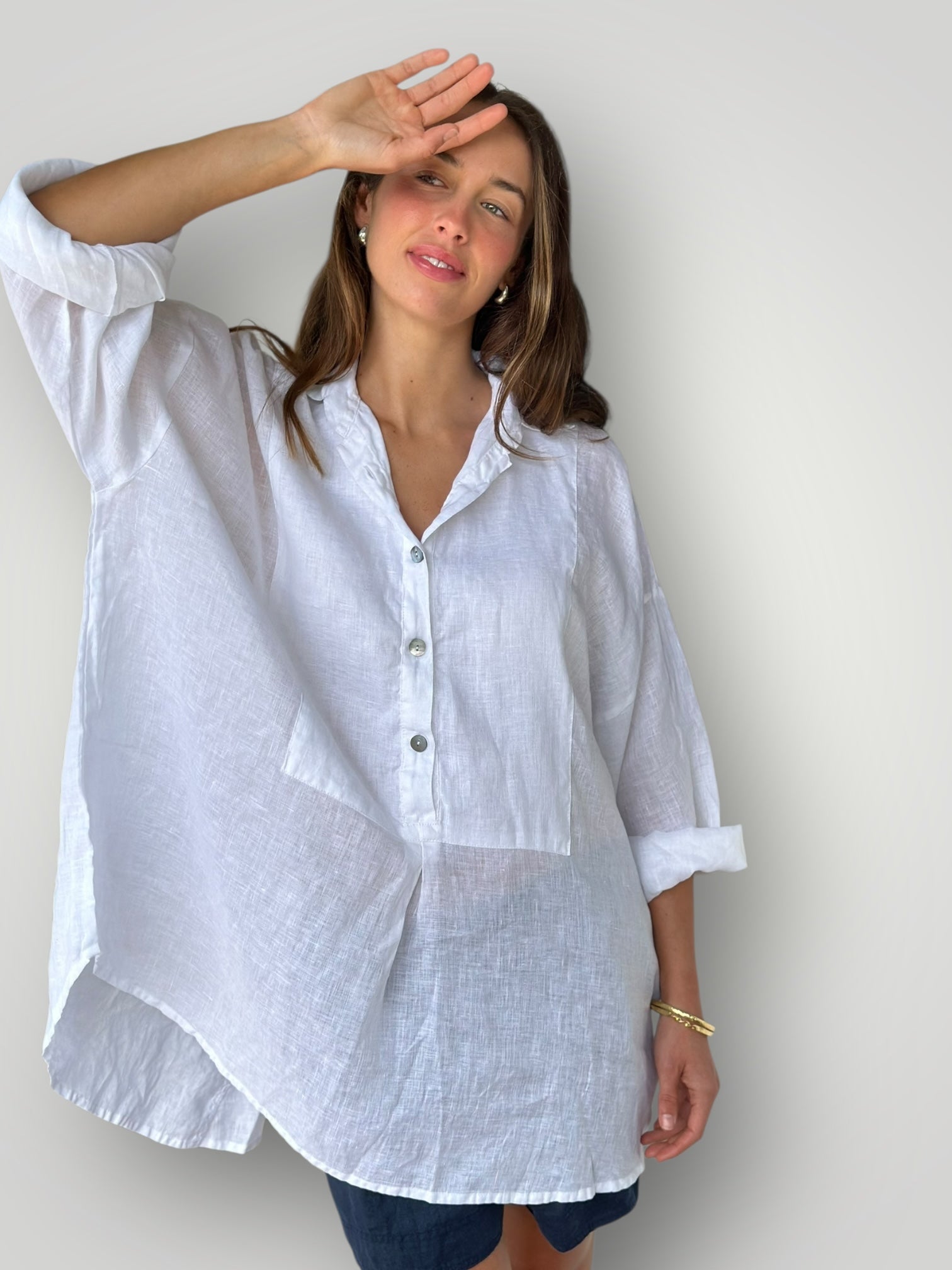 megan shirt-white linen Apparel