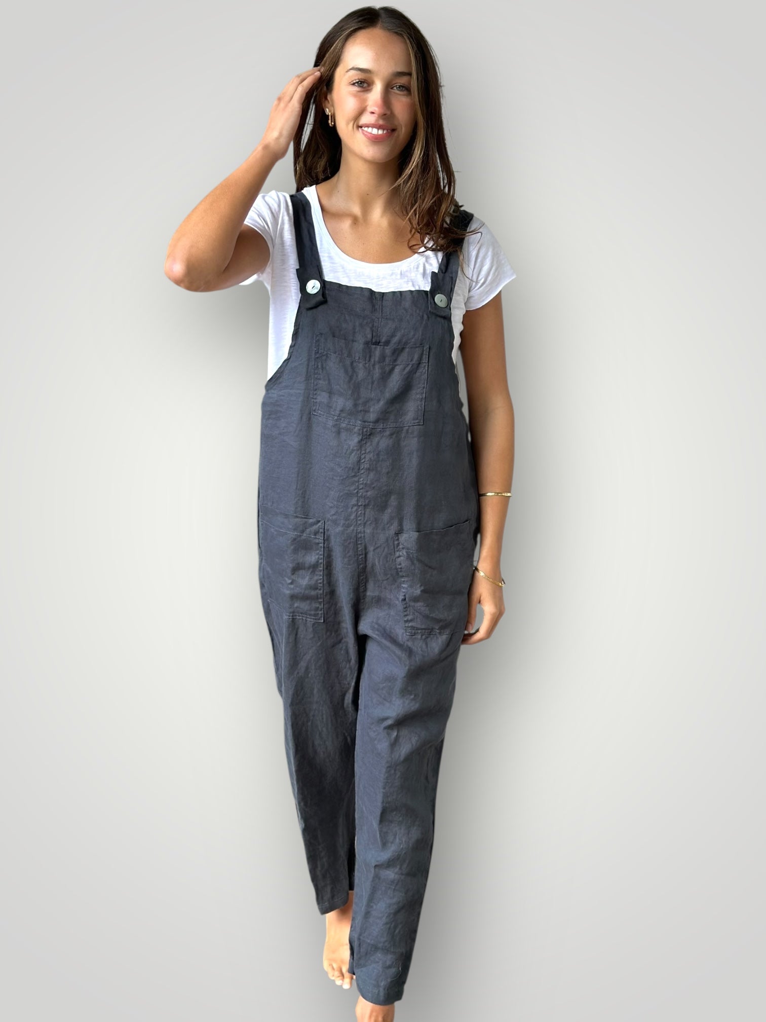 overalls -charcoal linen Apparel