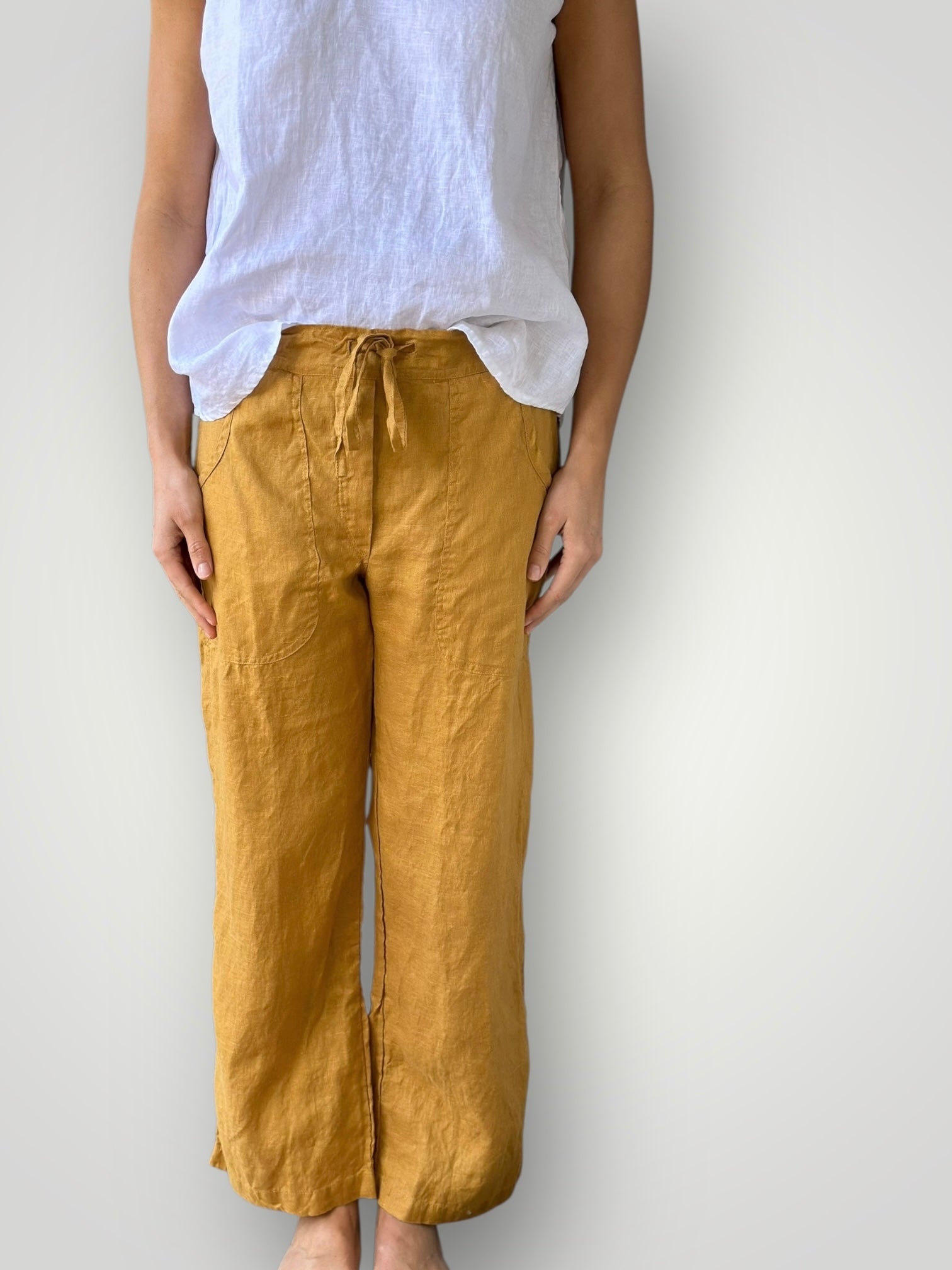 fleur straight leg pants - turmeric linen Apparel