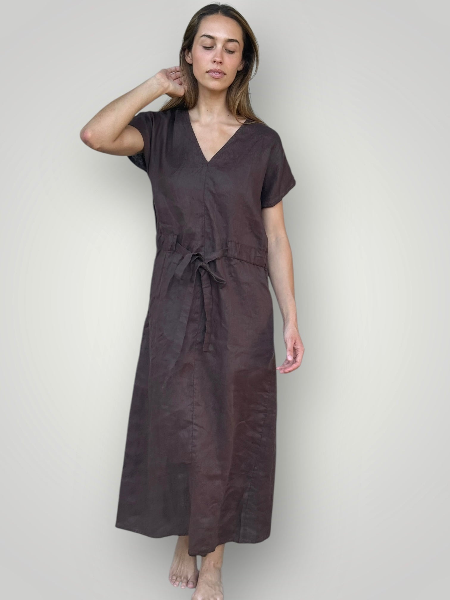 harper dress - chocolate linen Apparel