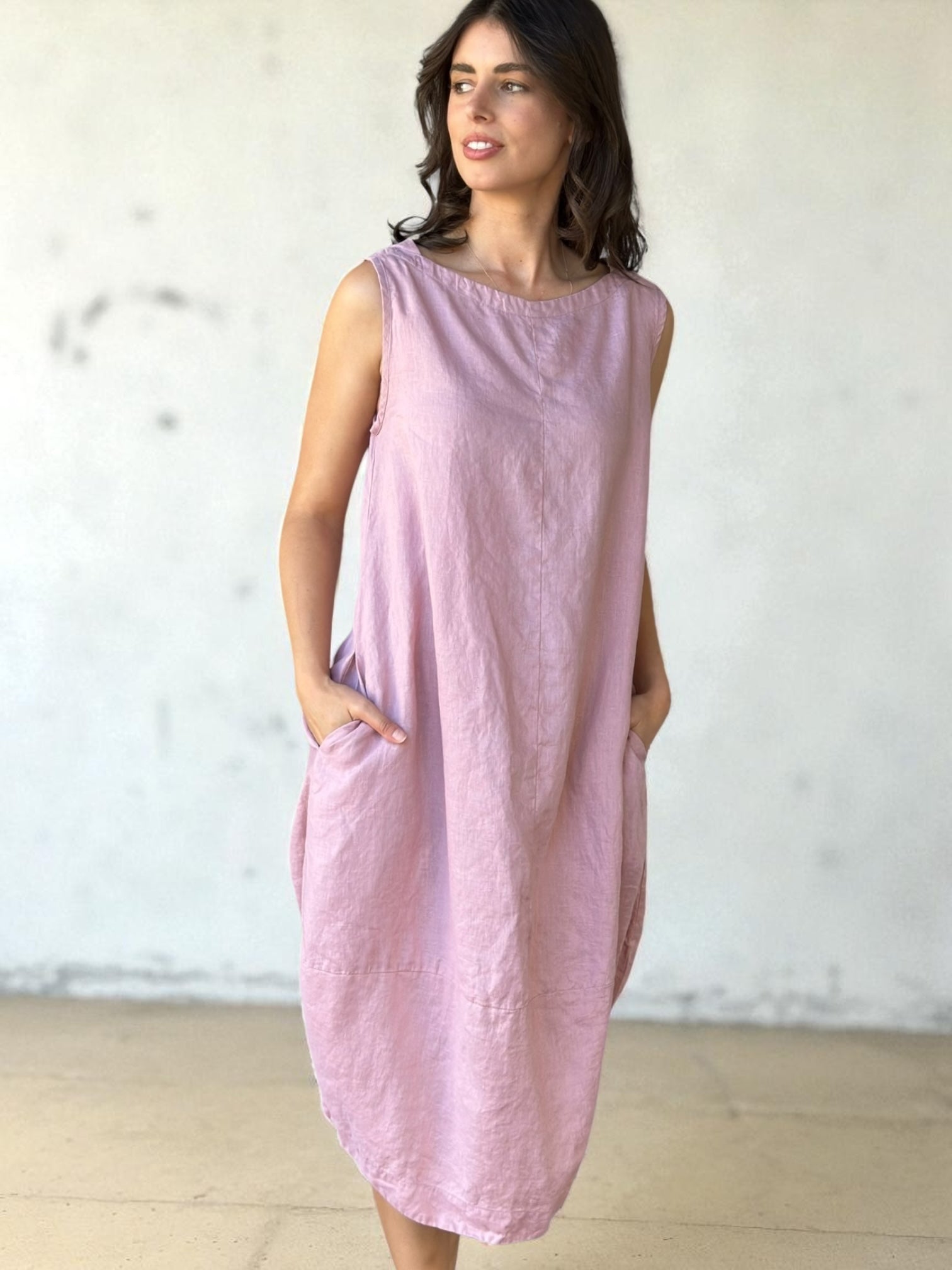 adele dress - dusty rose linen Apparel
