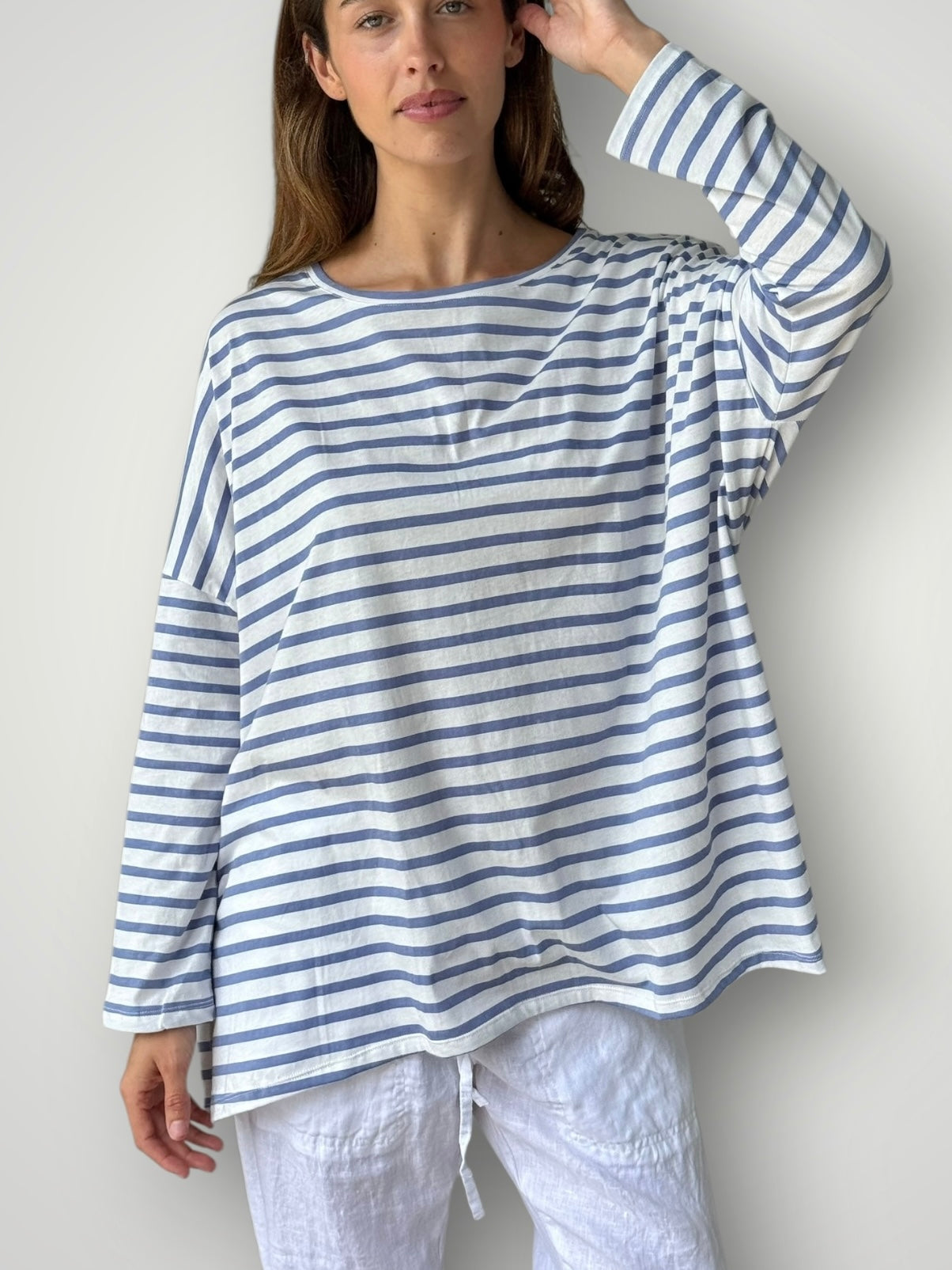 estella top-cornflower stripe cotton Apparel