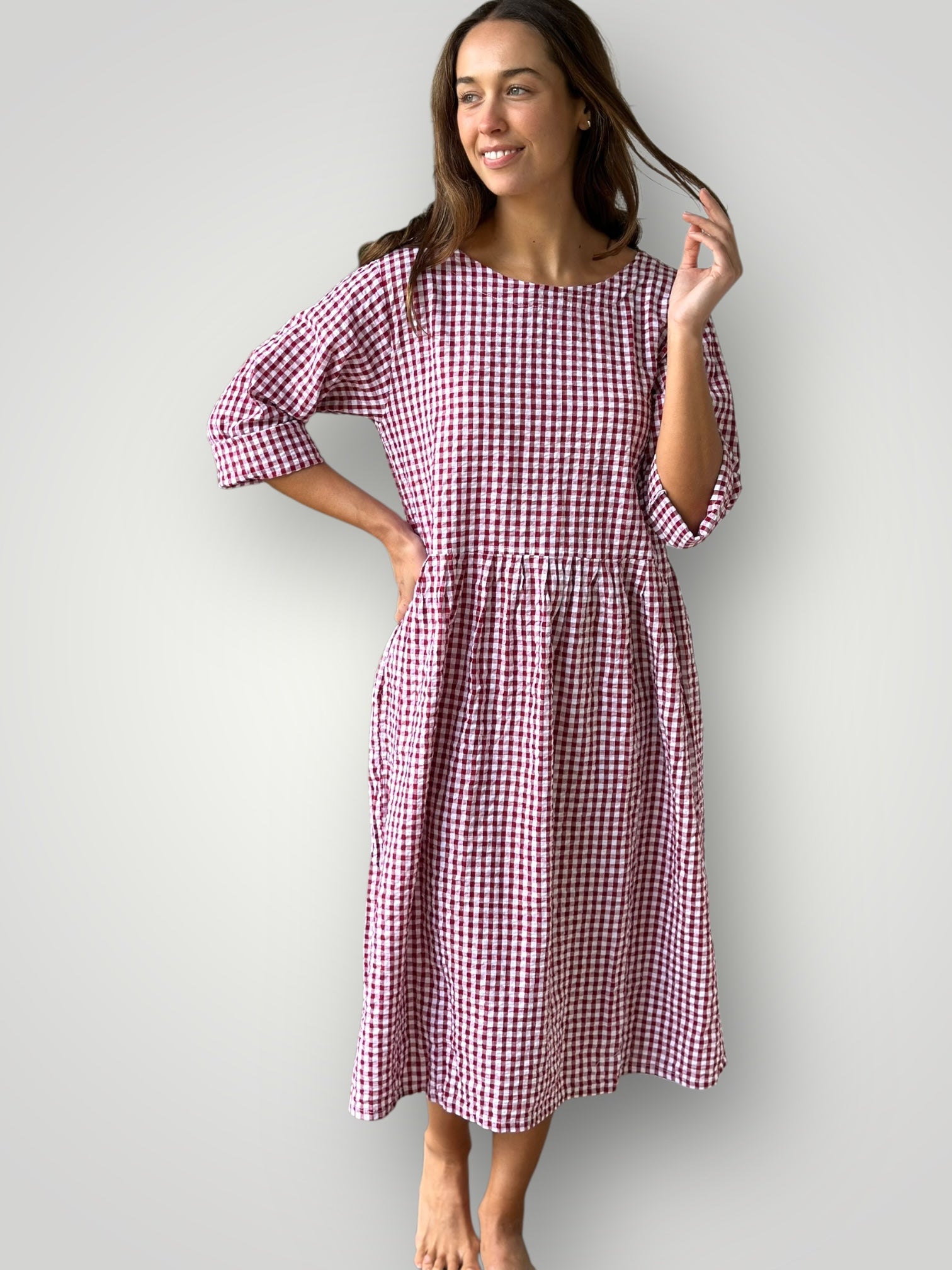 april dress - red gingham cotton Apparel