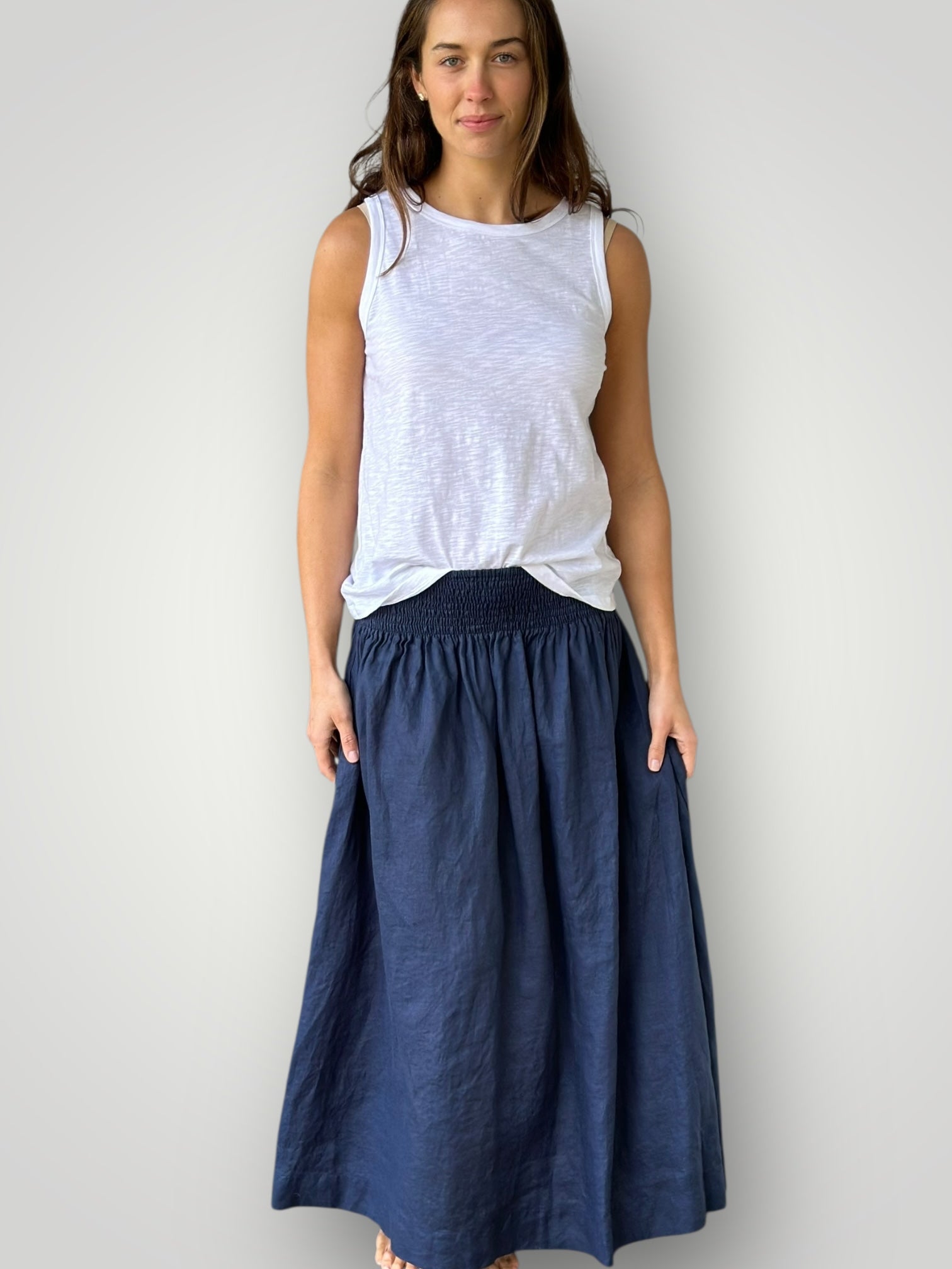 lulu skirt- indigo linen Apparel
