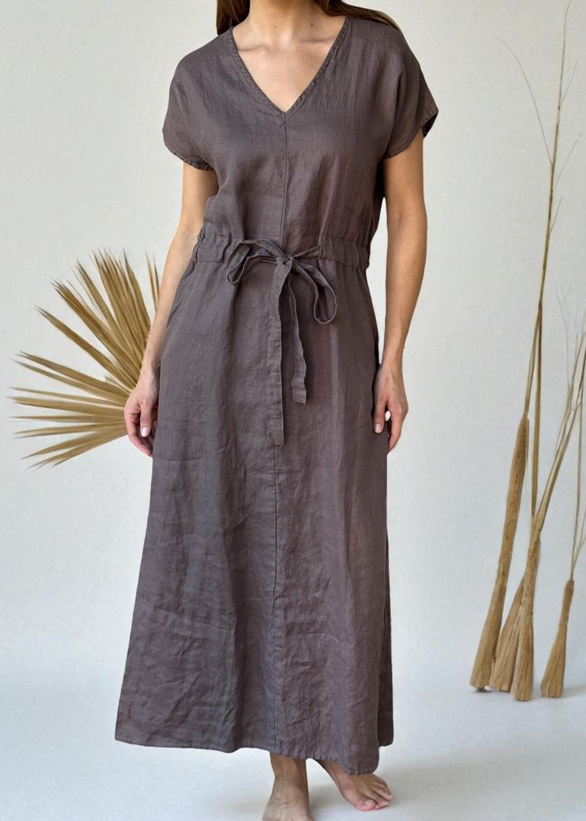 harper dress - soil linen Apparel