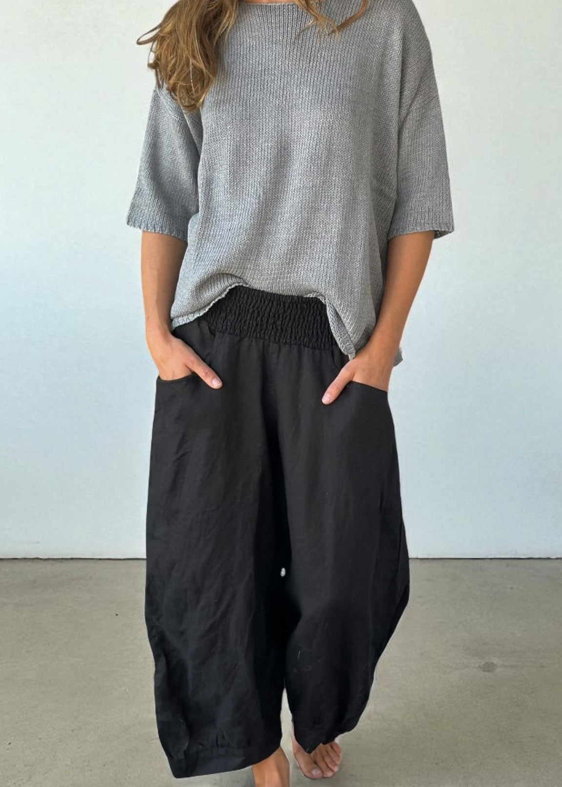 jackie pant - black linen Apparel