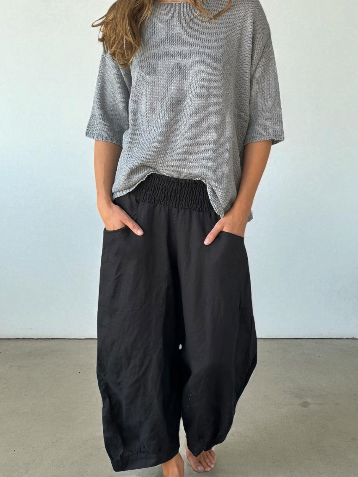 jackie pant - black linen Apparel