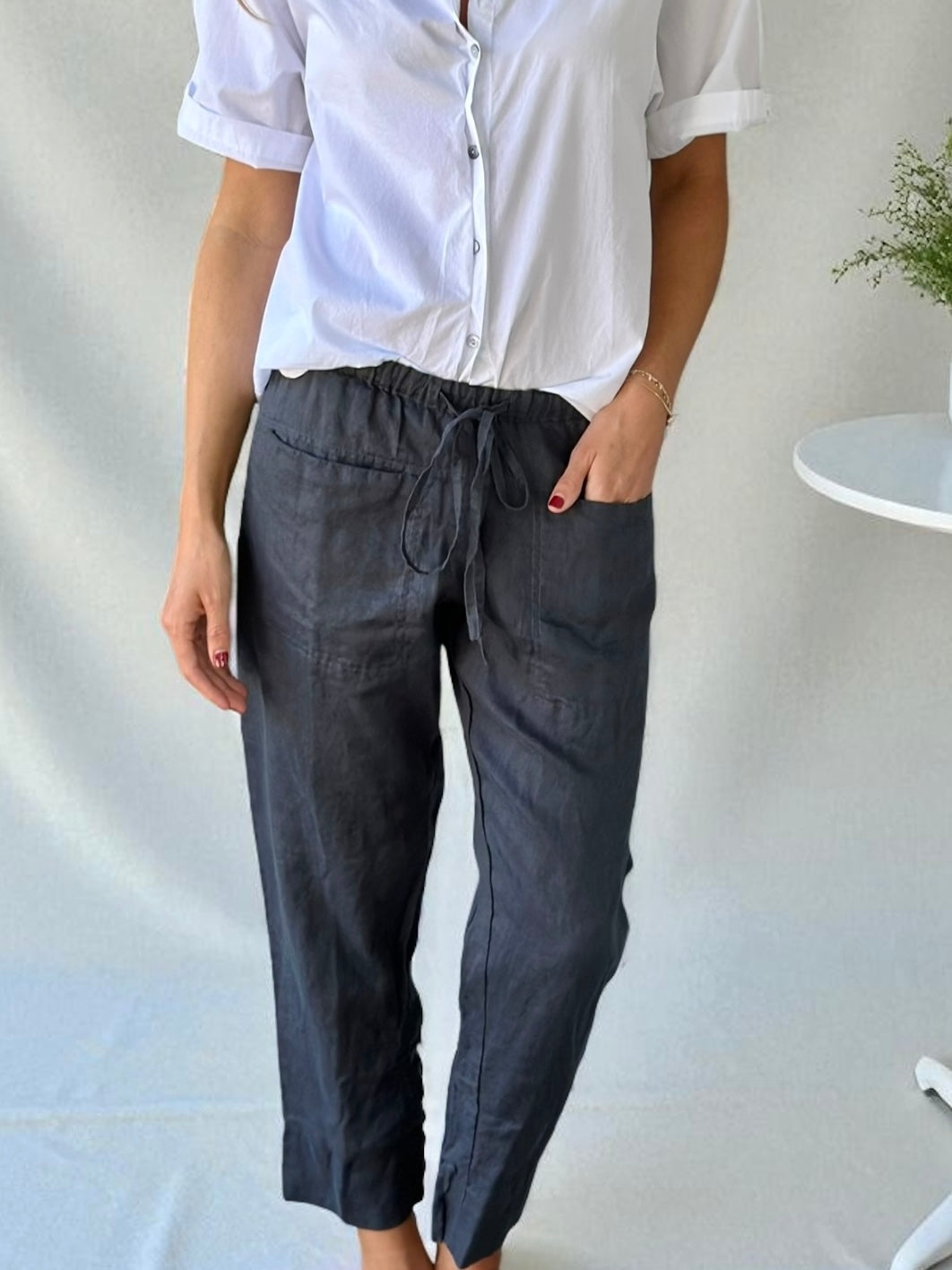 jessie pant-charcoal linen Apparel