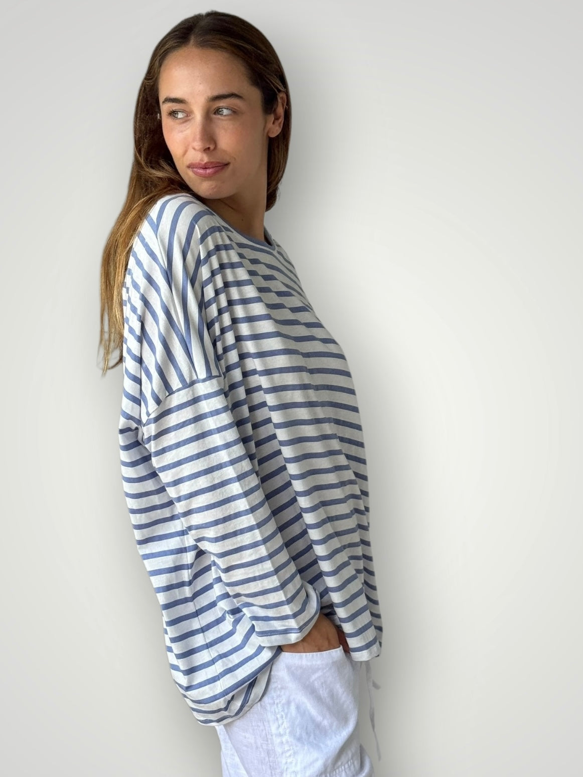 estella top-cornflower stripe cotton Apparel