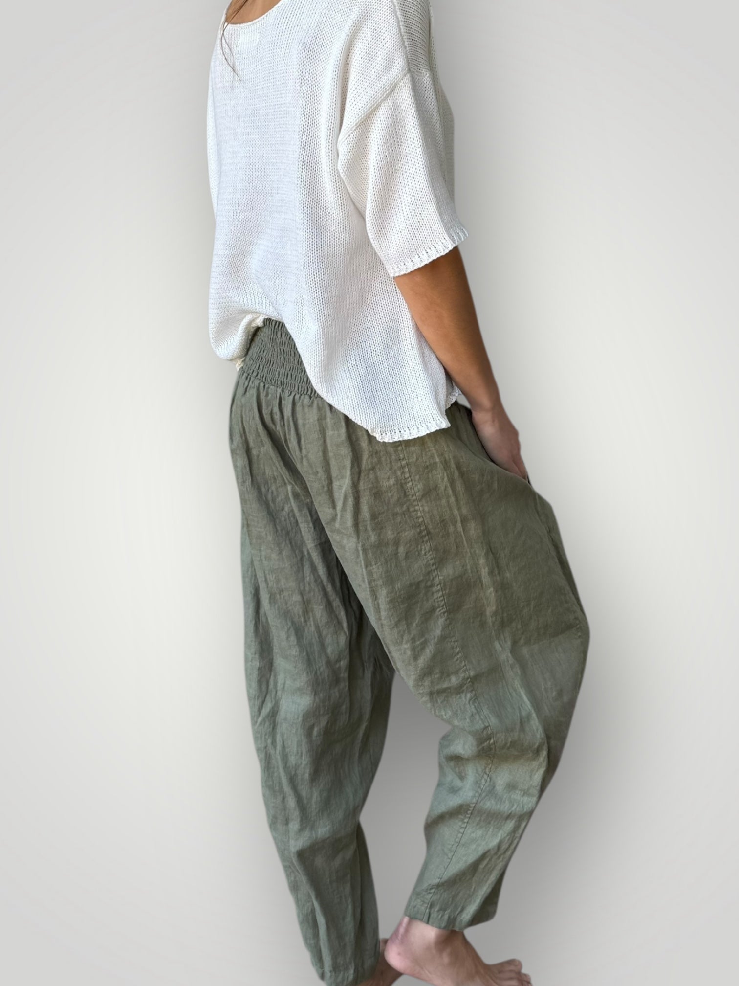 frankie pant - sage linen Apparel