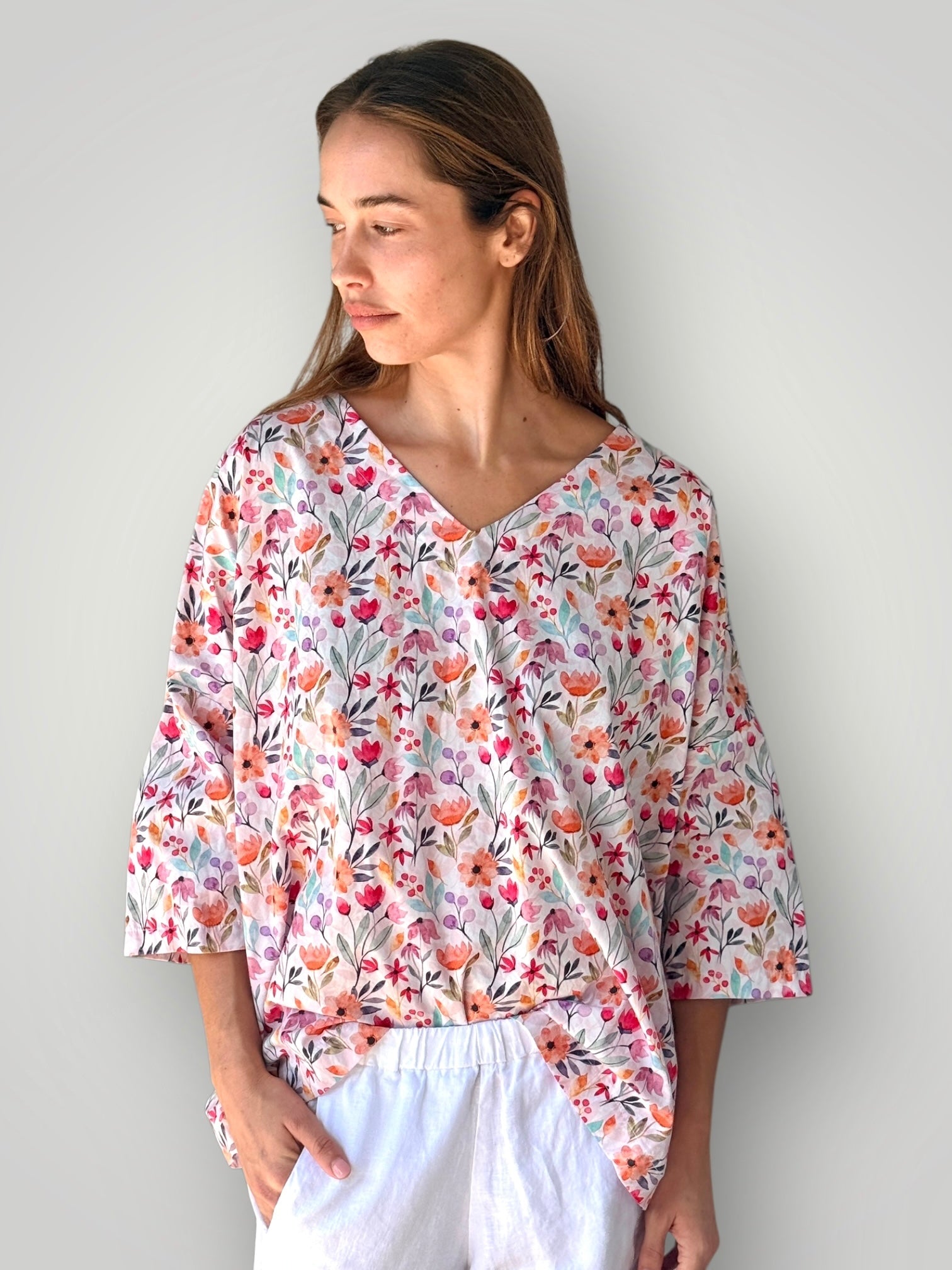 lydia top - tulip floral cotton Apparel