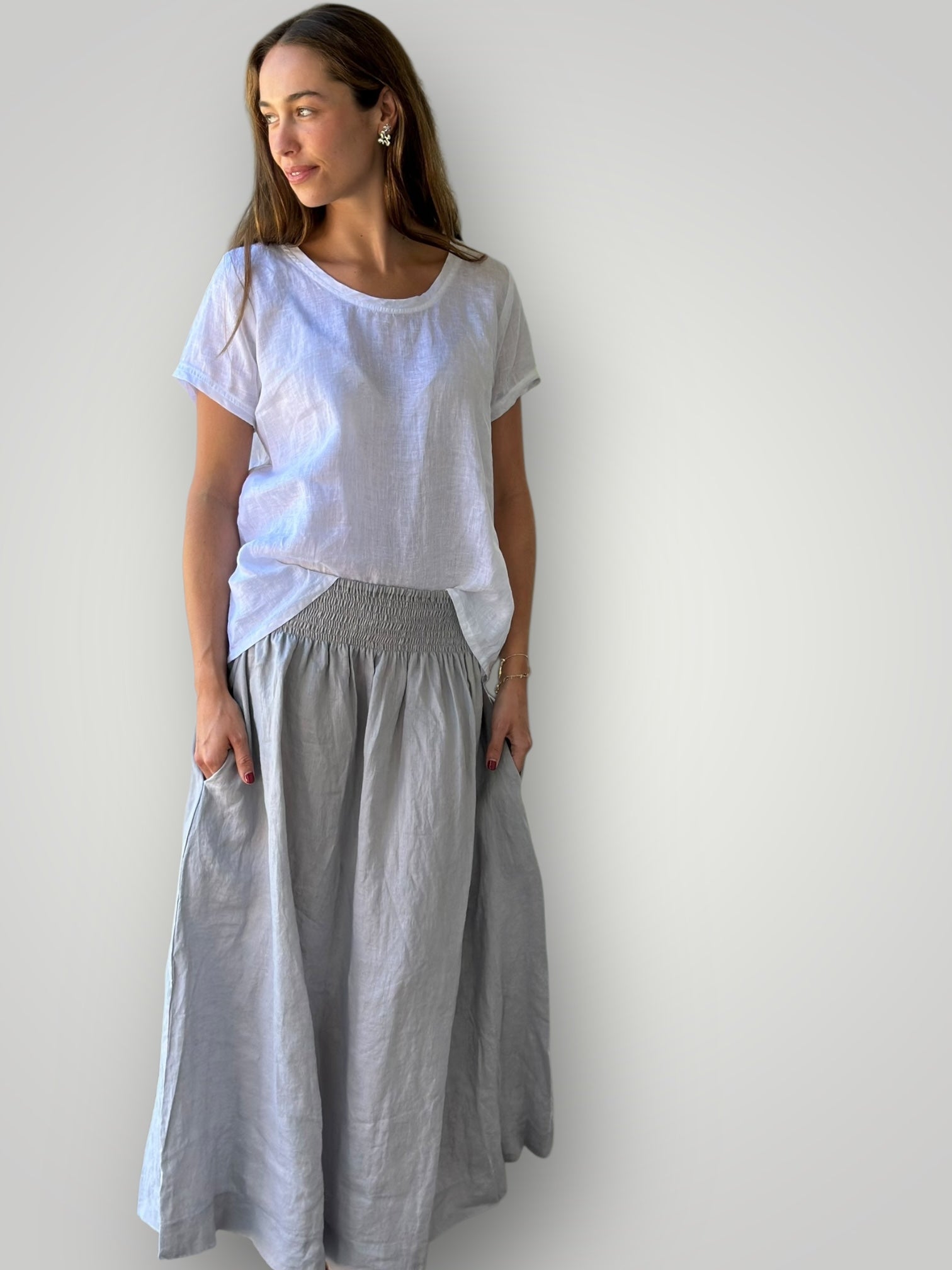 lulu skirt - soft grey linen Apparel