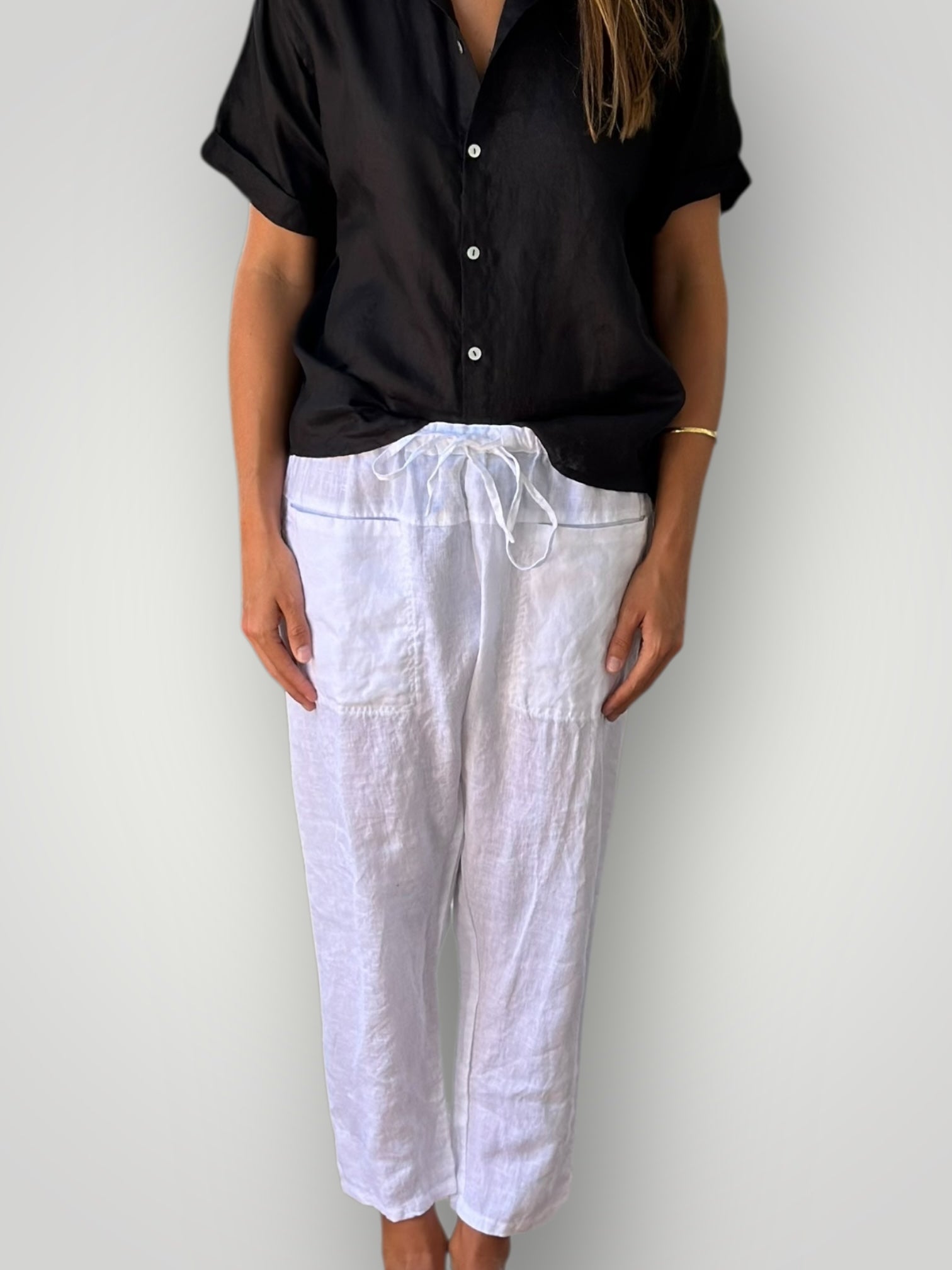 jessie pant-white linen Apparel