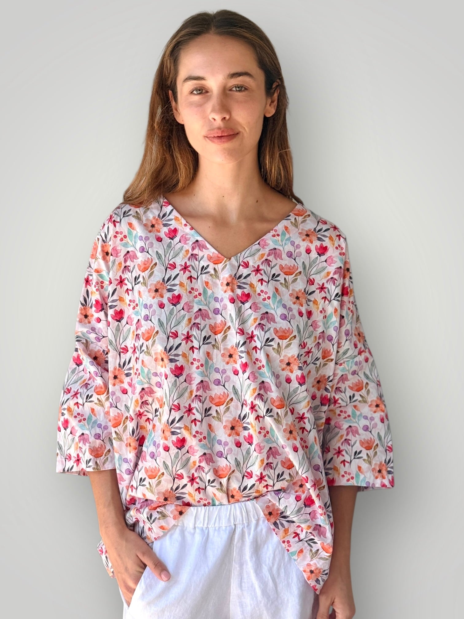 lydia top - tulip floral cotton Apparel