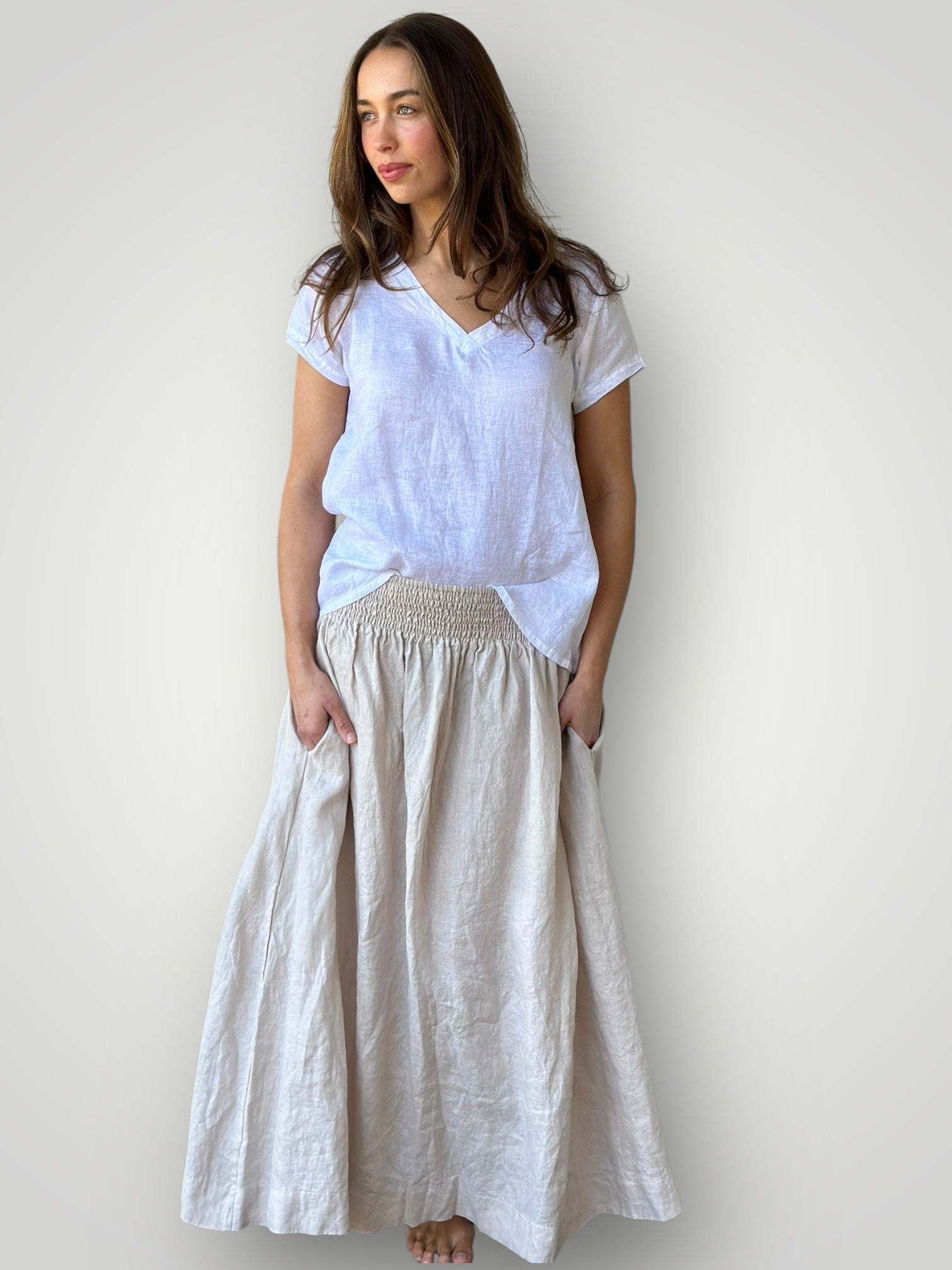 lulu skirt-natural linen Apparel