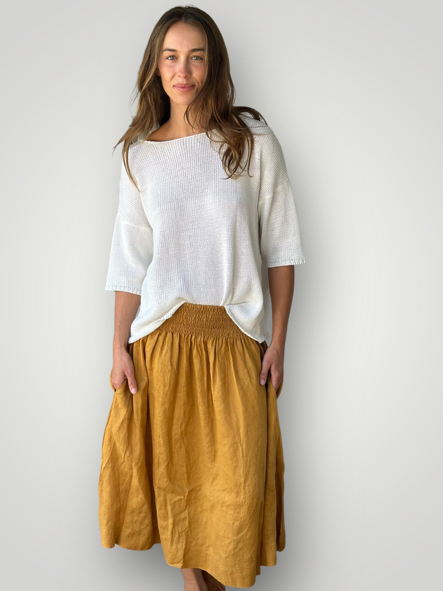 lola skirt - turmeric linen Apparel