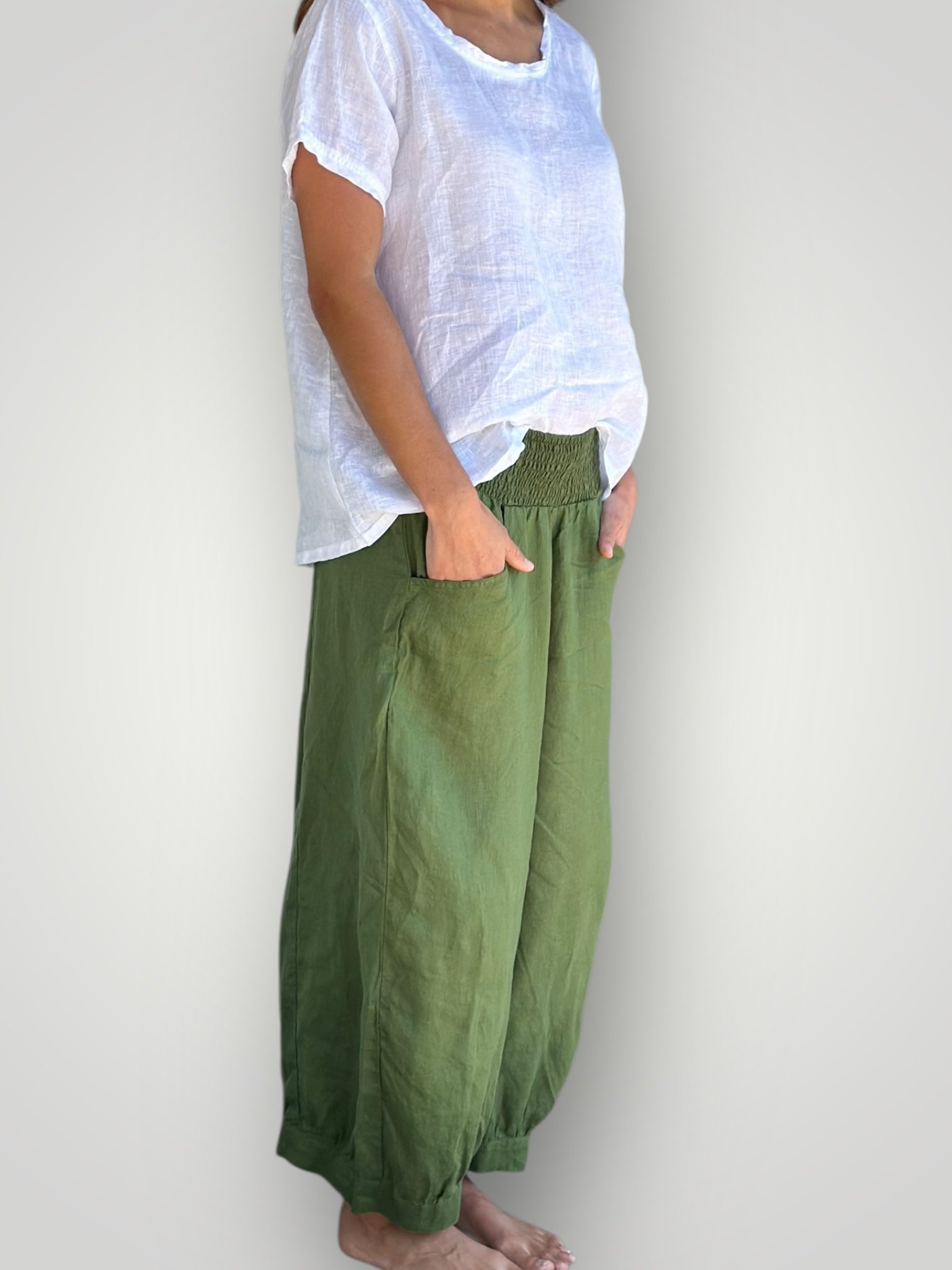 jackie pant - moss linen Apparel