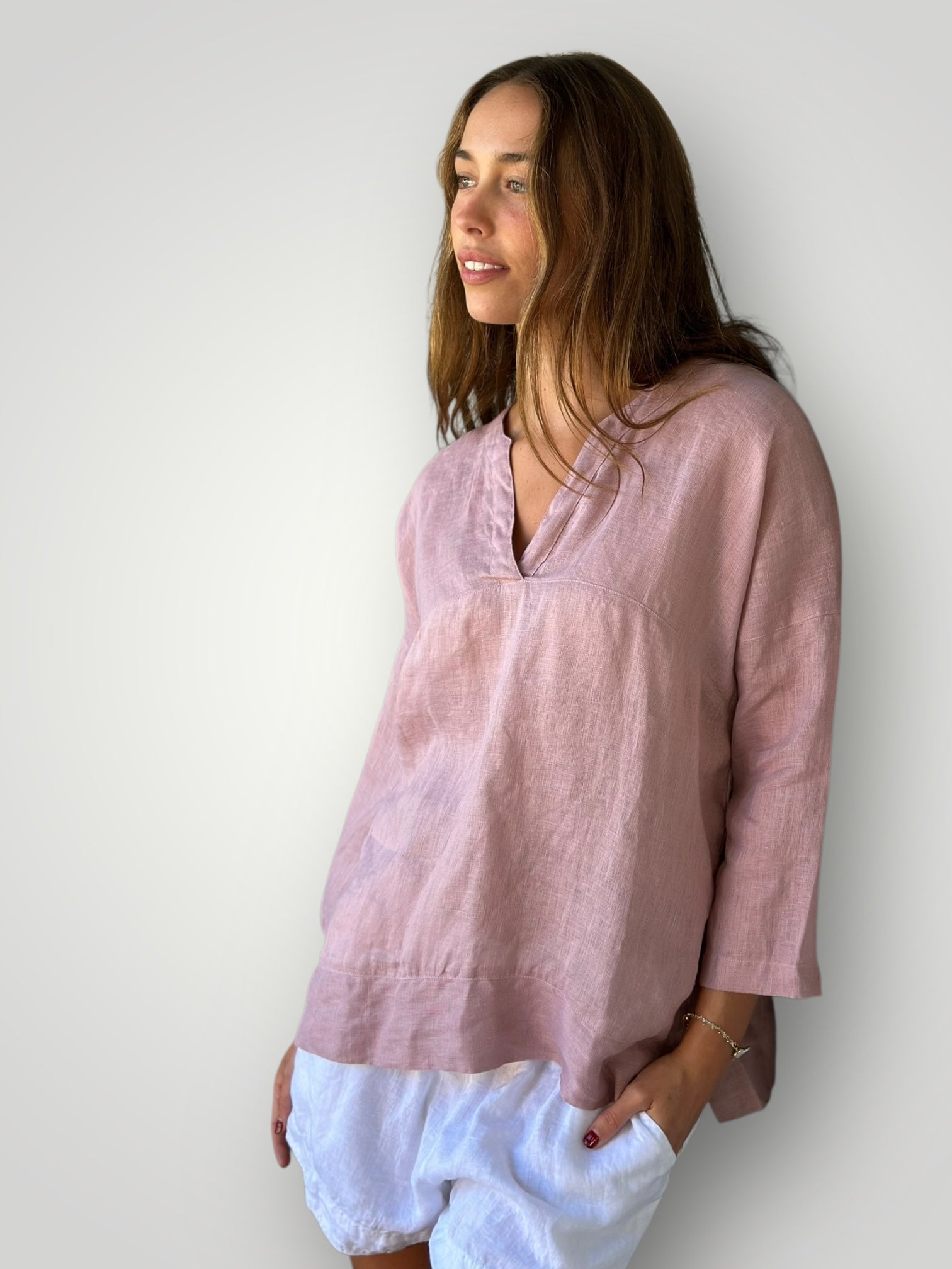 francis top - dusty rose linen gauze Apparel