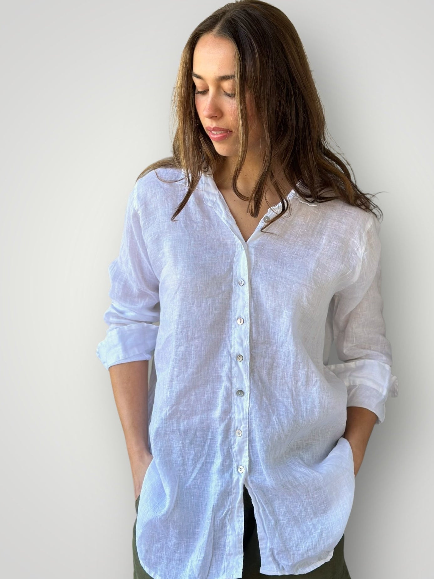 skyla shirt - white linen Apparel