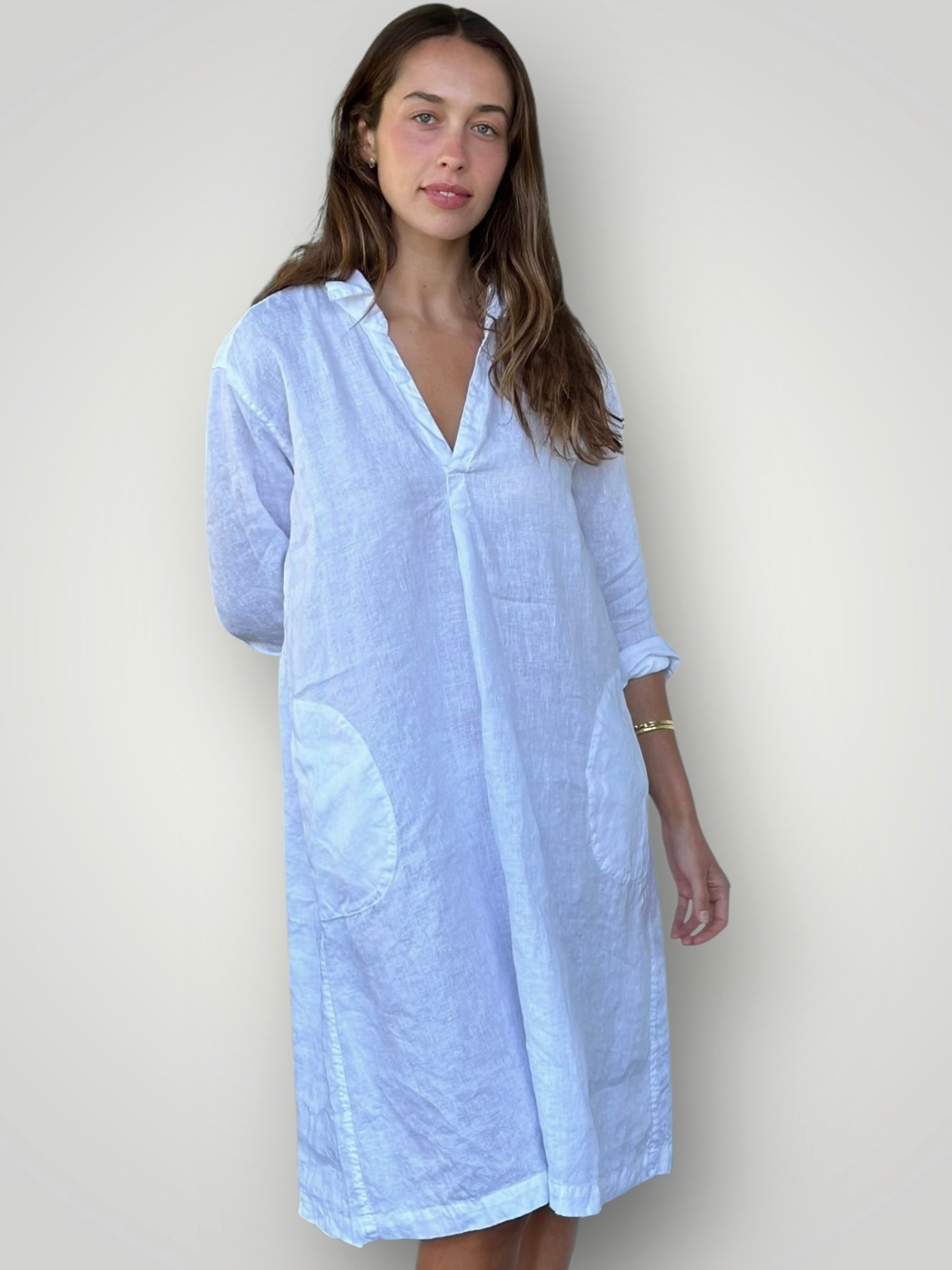 bianca dress - white linen Apparel