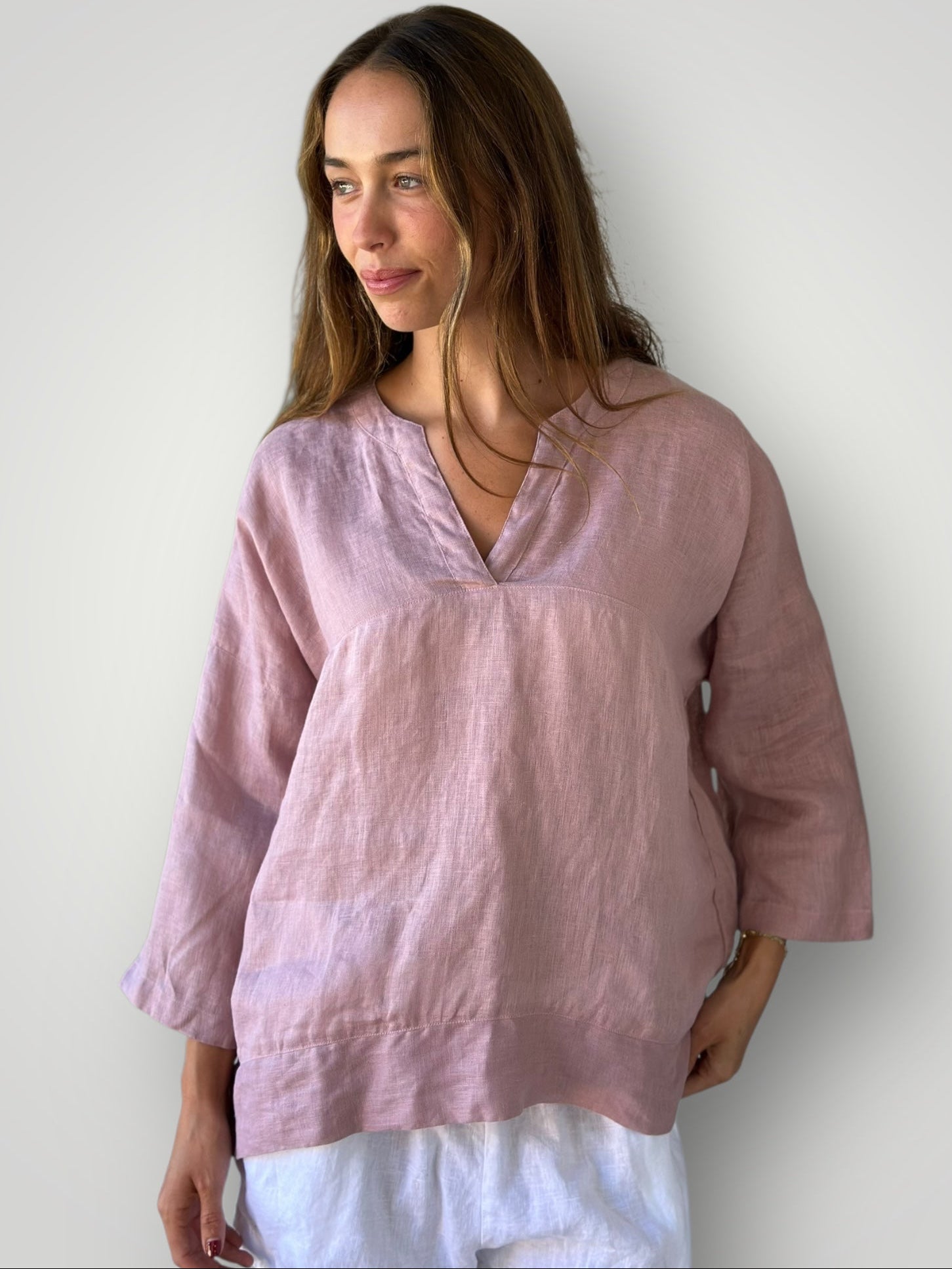 francis top - dusty rose linen gauze Apparel