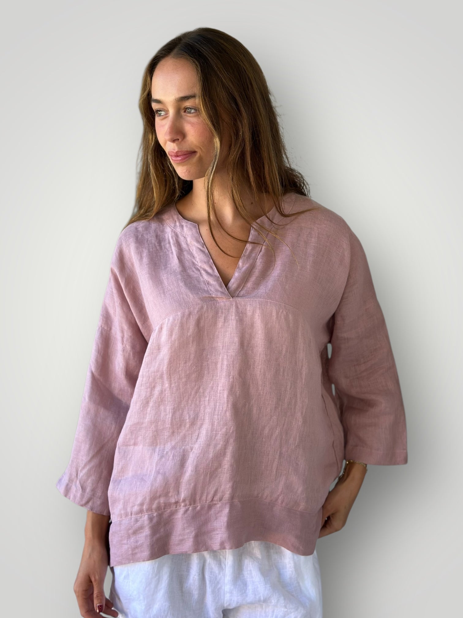 francis top - dusty rose linen gauze Apparel