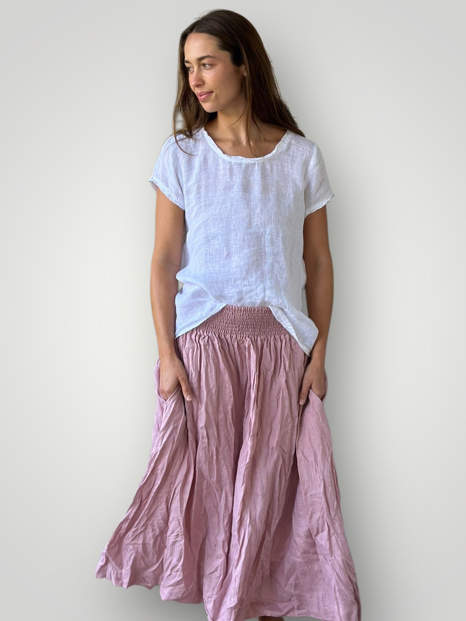 lulu skirt - dusty rose linen Apparel