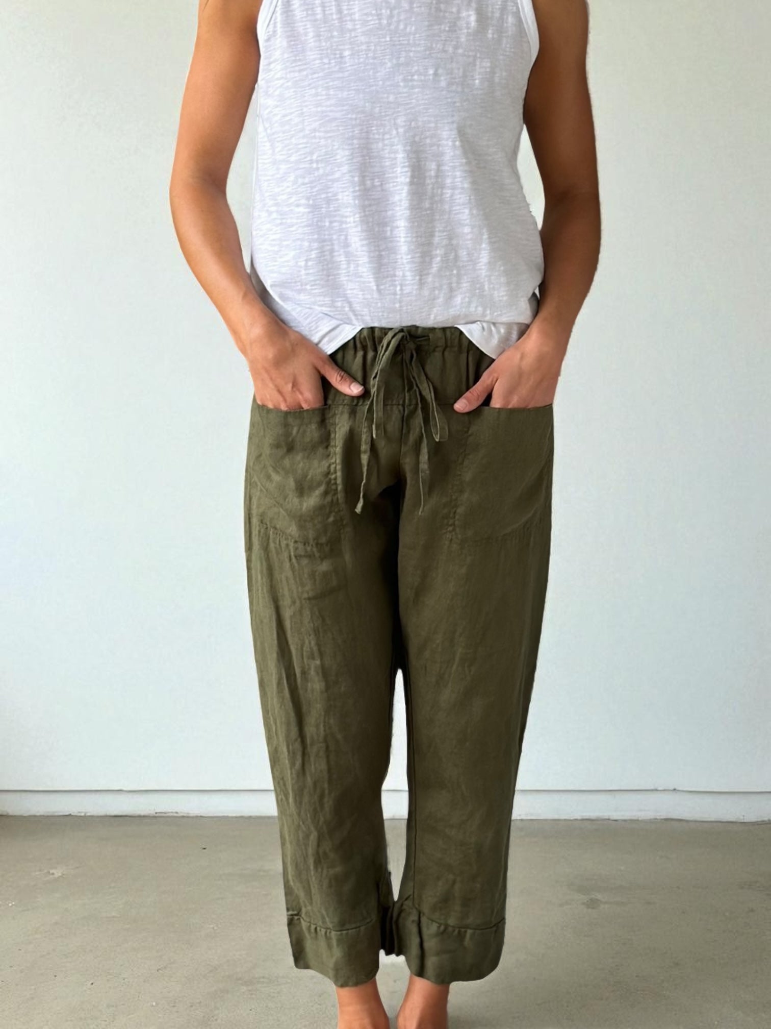 darcy pants - army linen Apparel