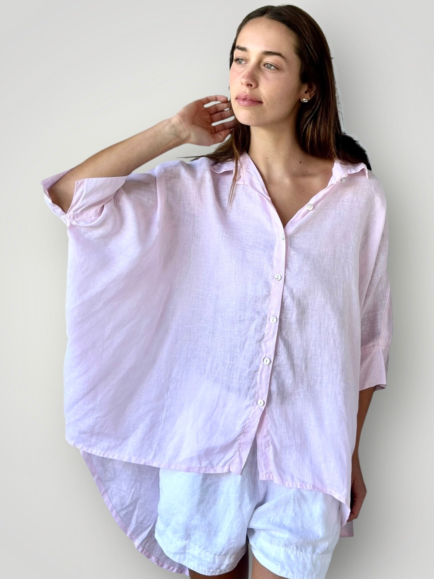 issey shirt - soft pink linen Apparel