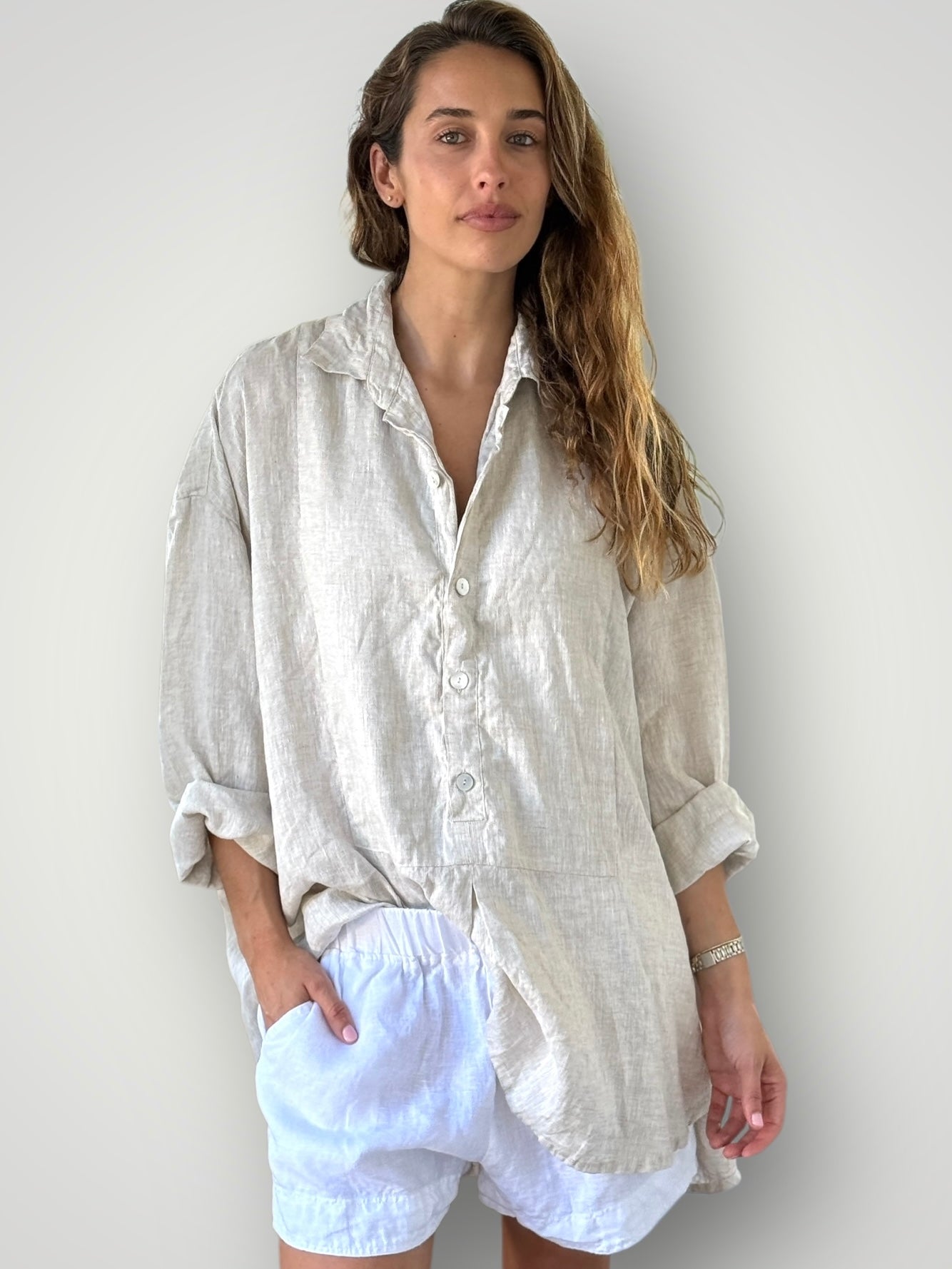 megan shirt - natural linen Apparel