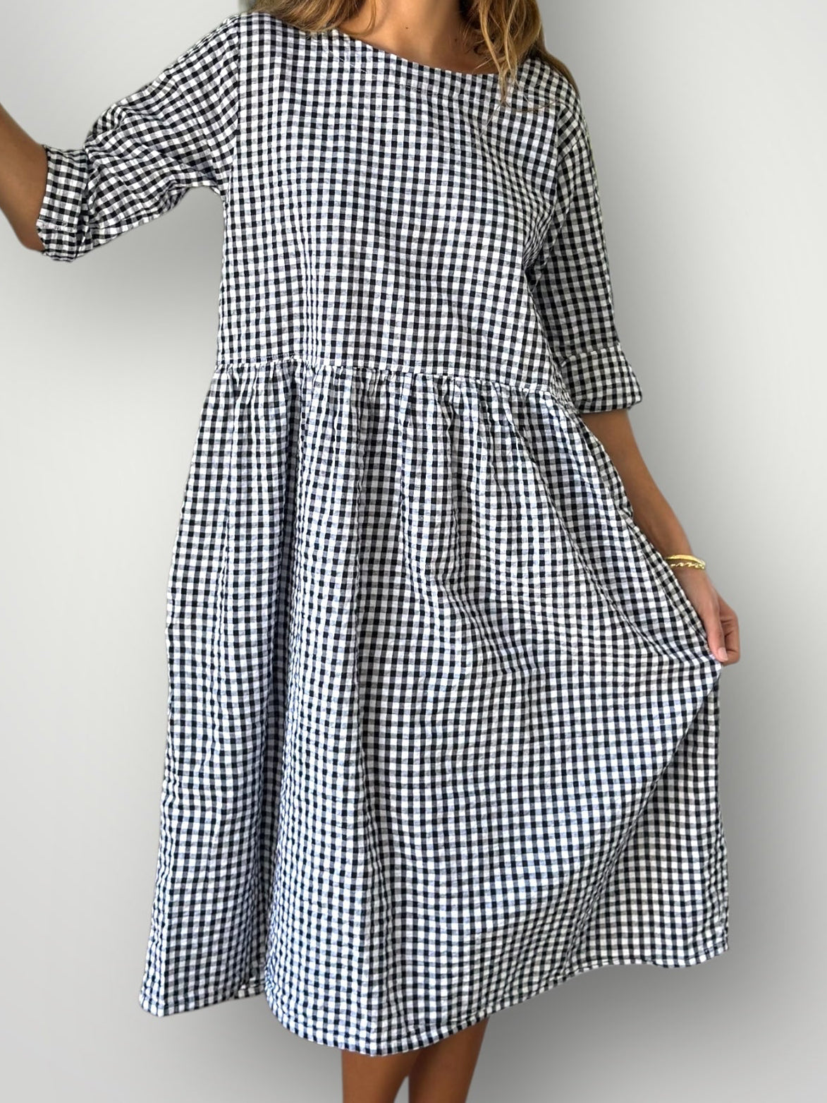 april dress - black gingham Apparel