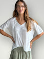 renee linen knit tee - warm white Apparel
