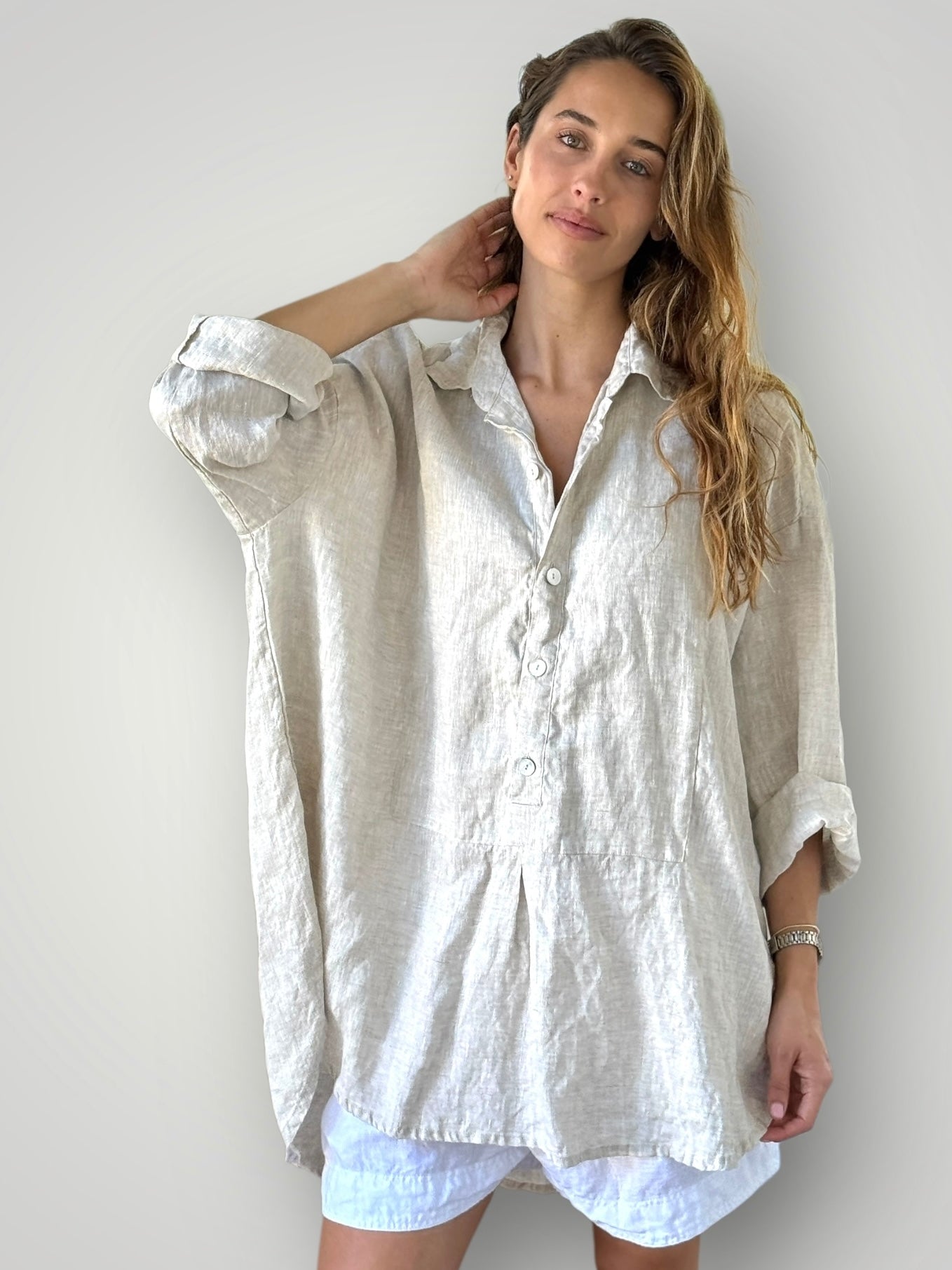 megan shirt - natural linen Apparel
