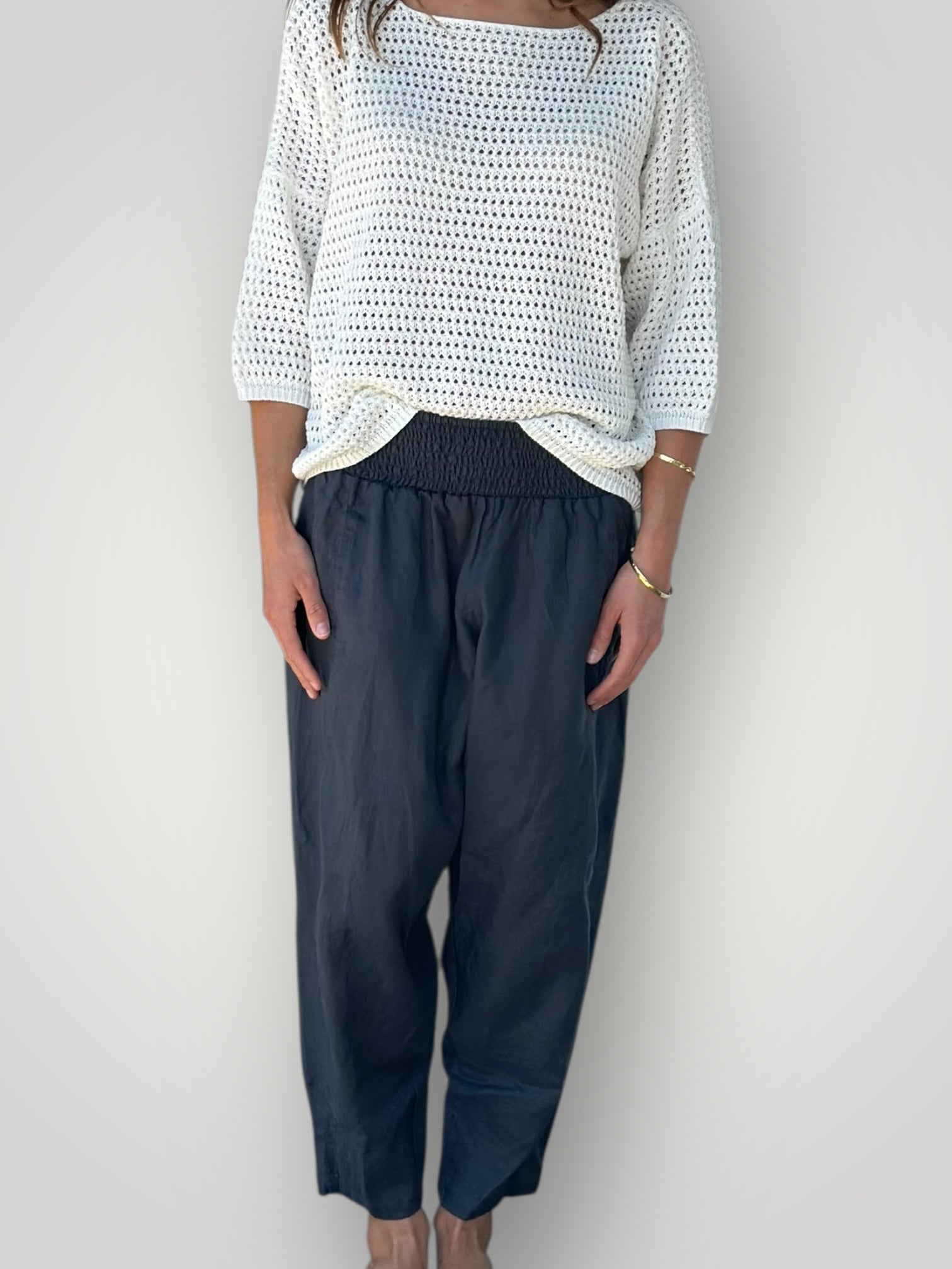frankie pant -charcoal linen Apparel