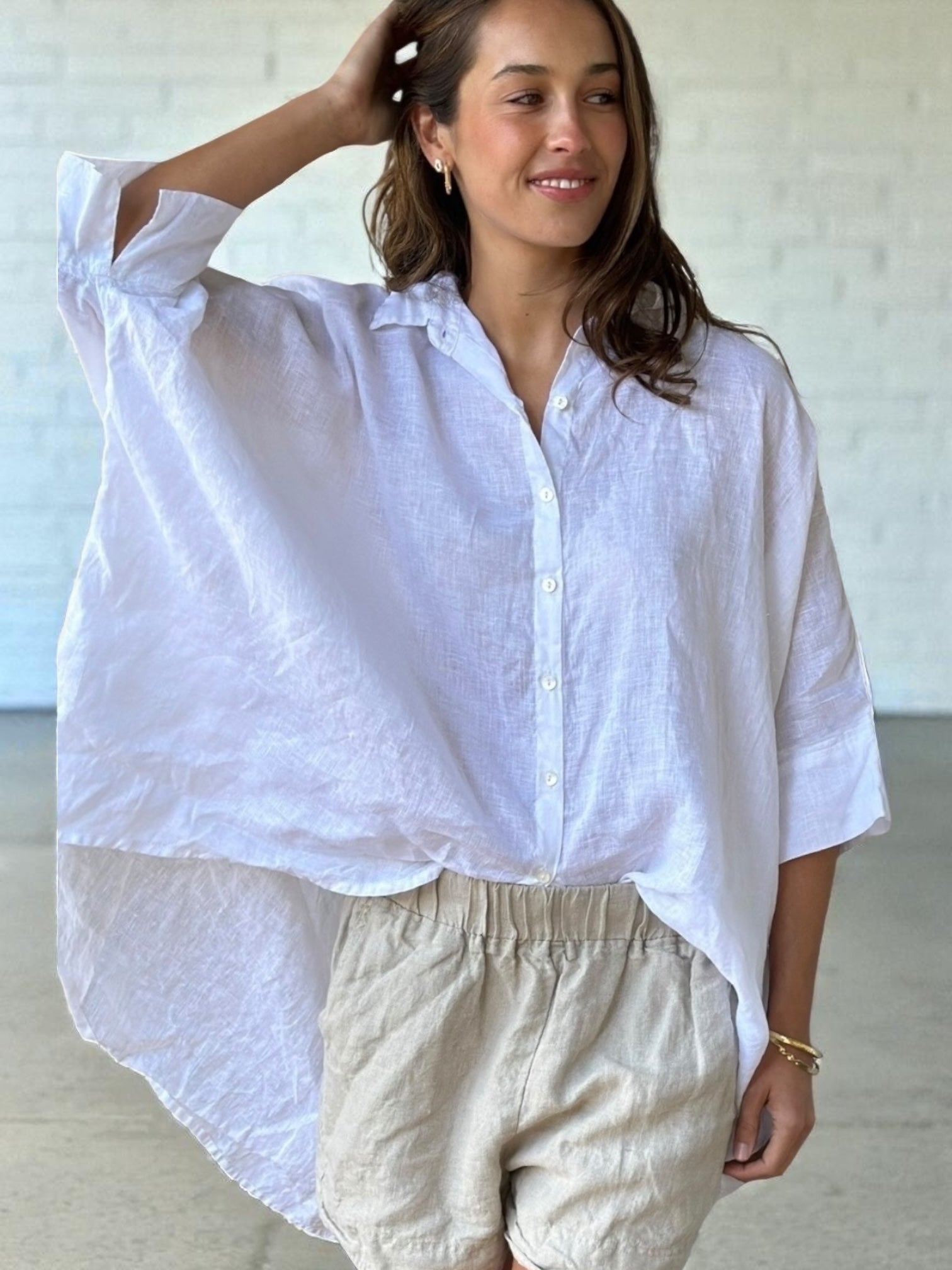 issey shirt - white linen Apparel