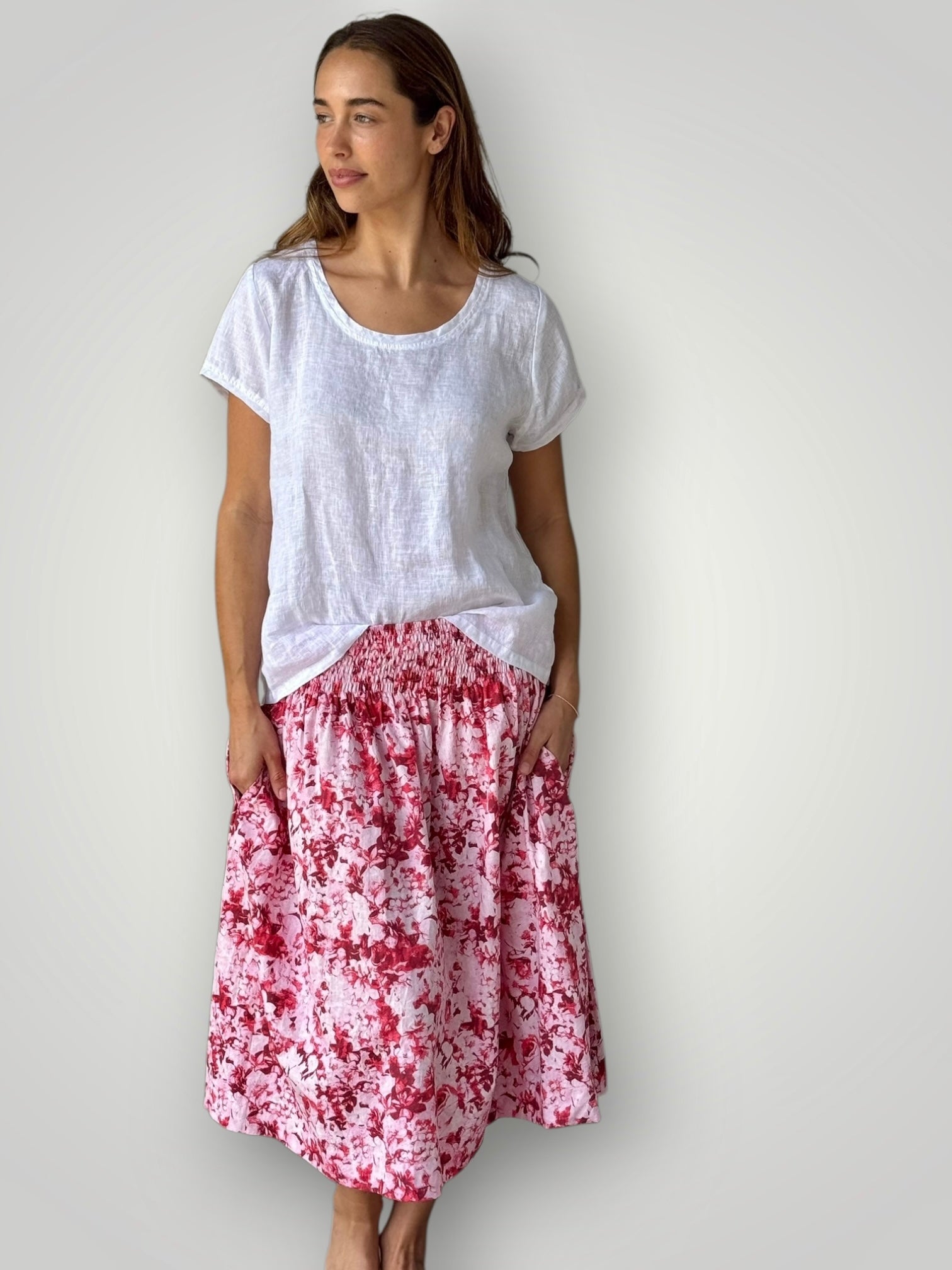 lola skirt - crimson bouquet cotton Apparel