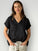 ellie v neck -black linen Apparel