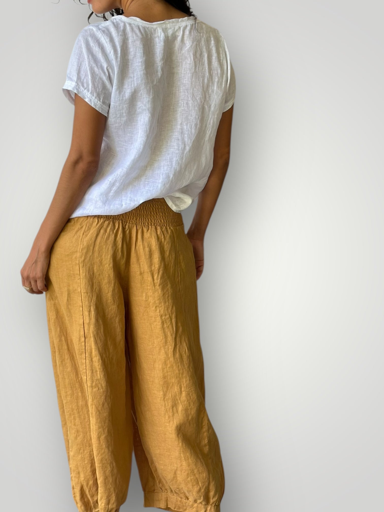 jackie pant-turmeric linen Apparel