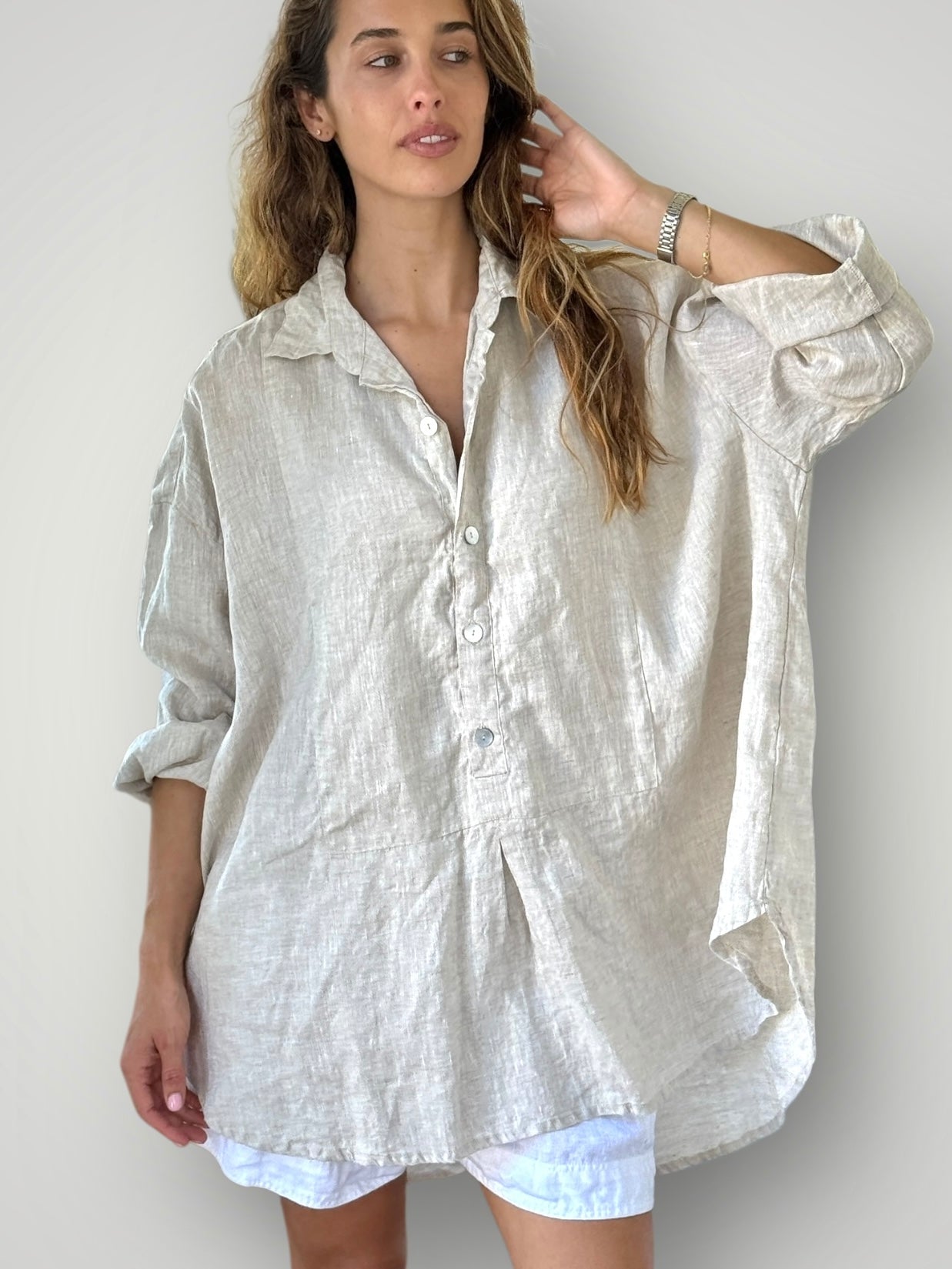 megan shirt - natural linen Apparel