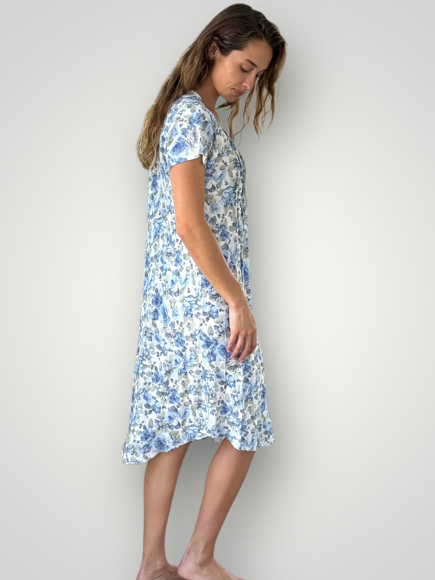 amelia dress - blue floral roses