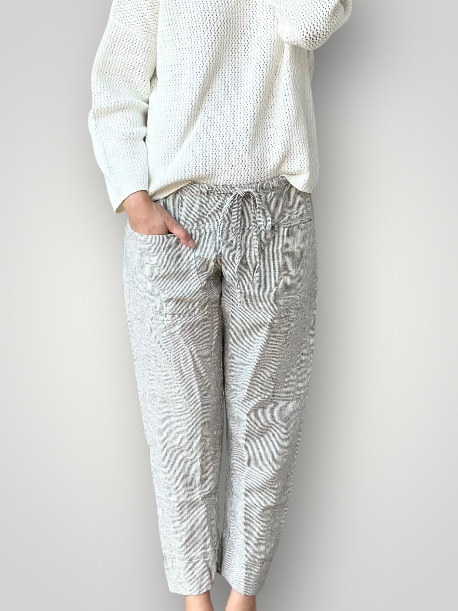 darcy pants - fine grey stripe linen Apparel