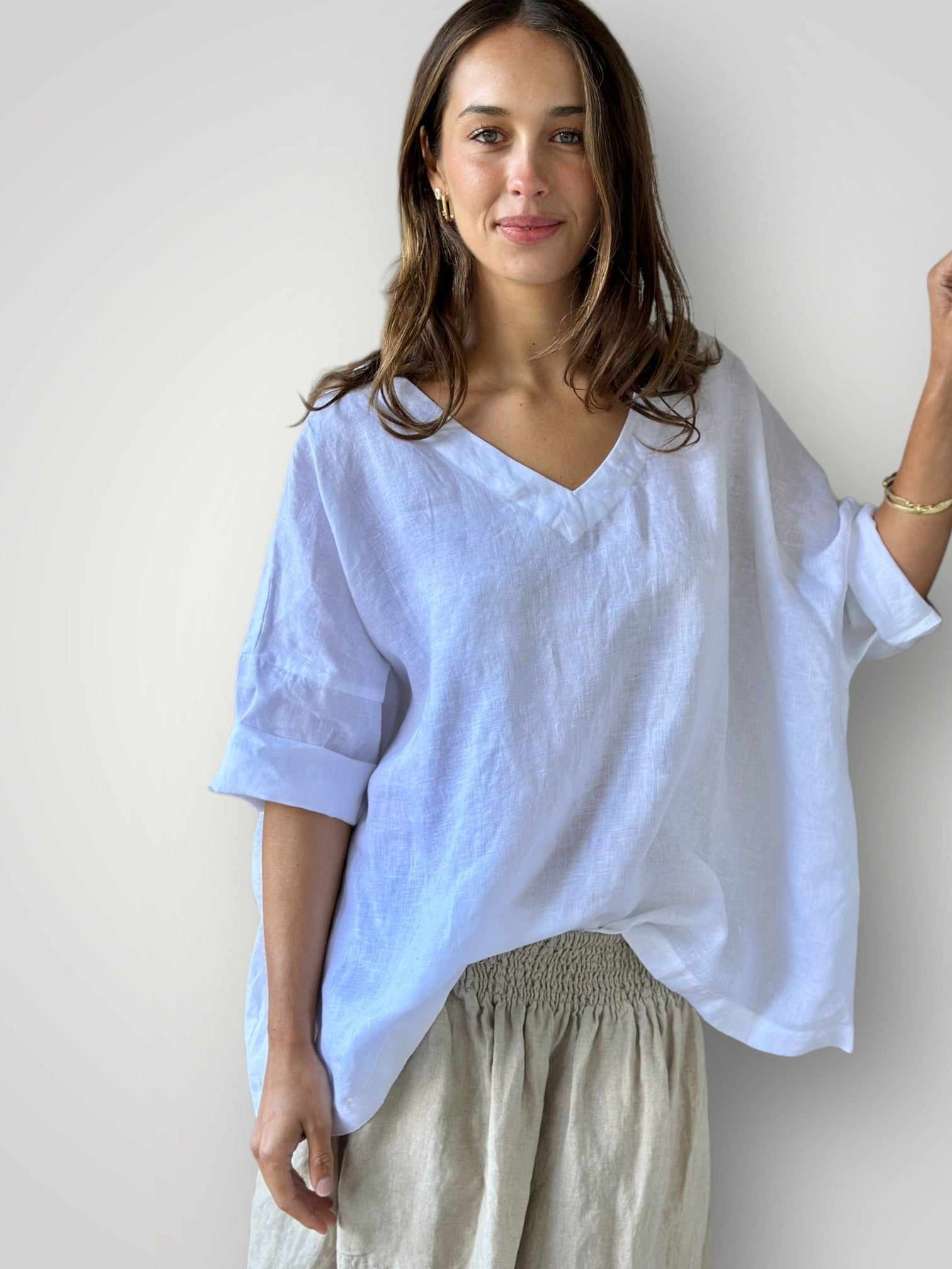 lydia top - white linen Apparel