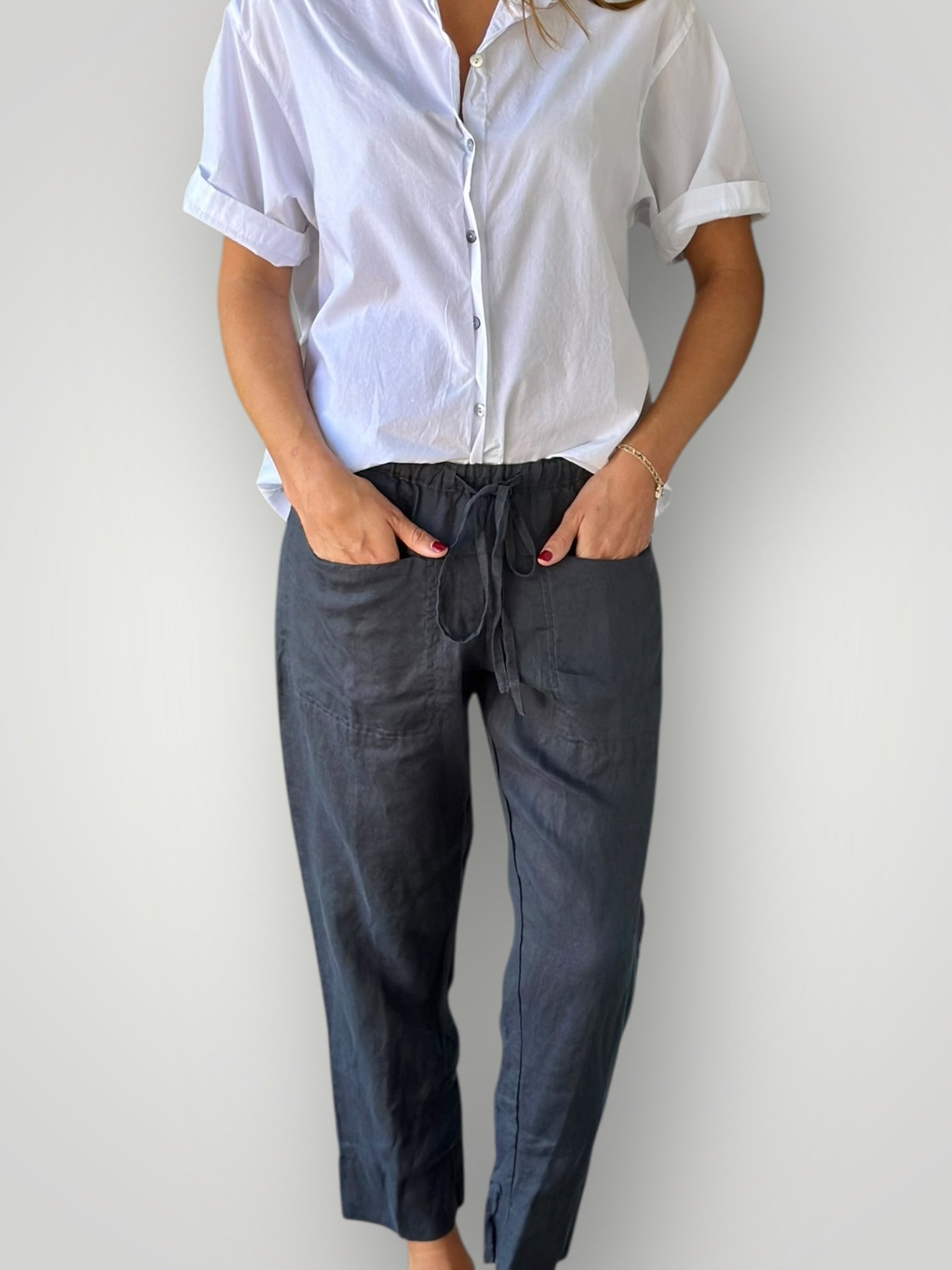 darcy pants - charcoal linen Apparel